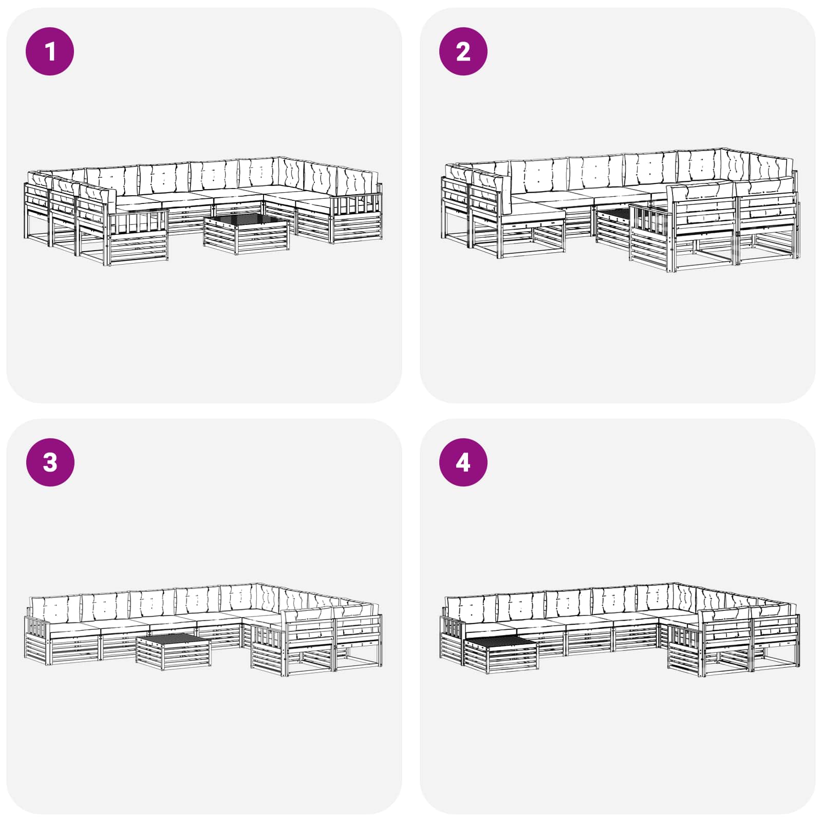 Set vanjskih sofa 10 pcs Bijela i bež Čvrsto drvo akacije