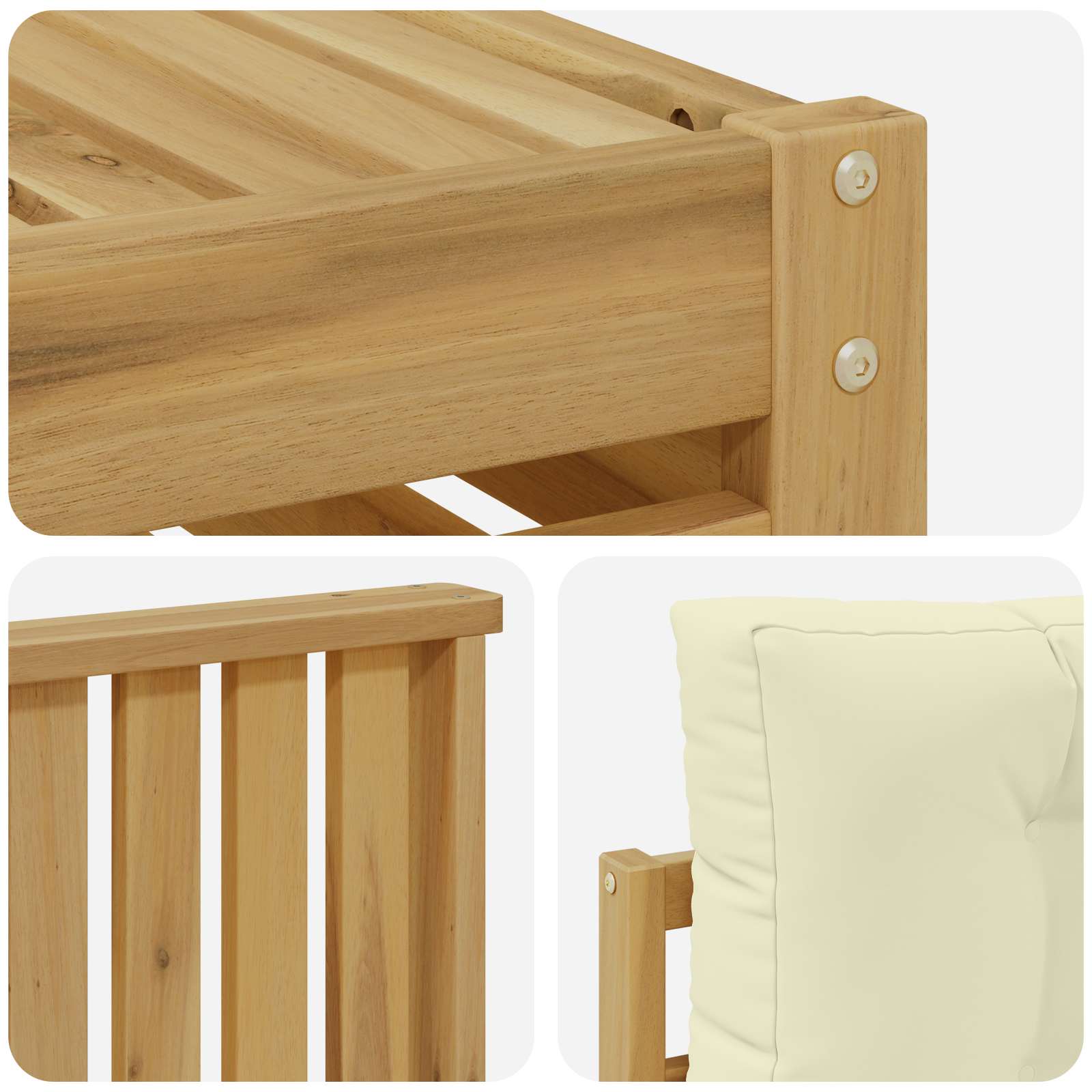 Set vanjskih sofa 10 kom. Bijela i krem Čvrsto drvo akacije