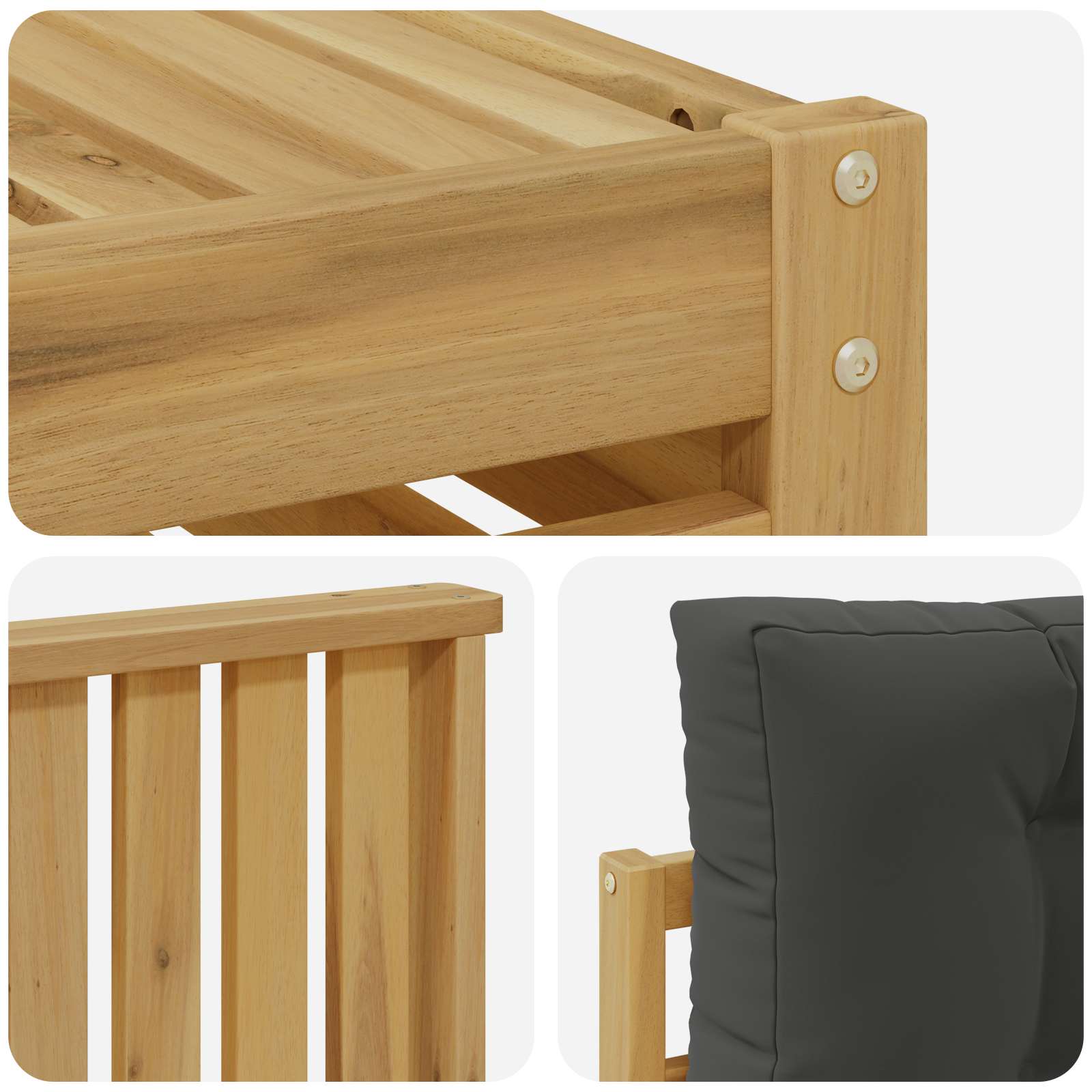 Set vanjskih sofa 10 kom. Bijela i antracit Čvrsto drvo akacije