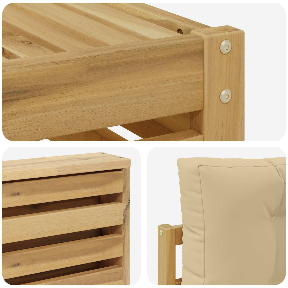 Set vanjskih sofa 10 kom. Bijela i bež Čvrsto drvo akacije