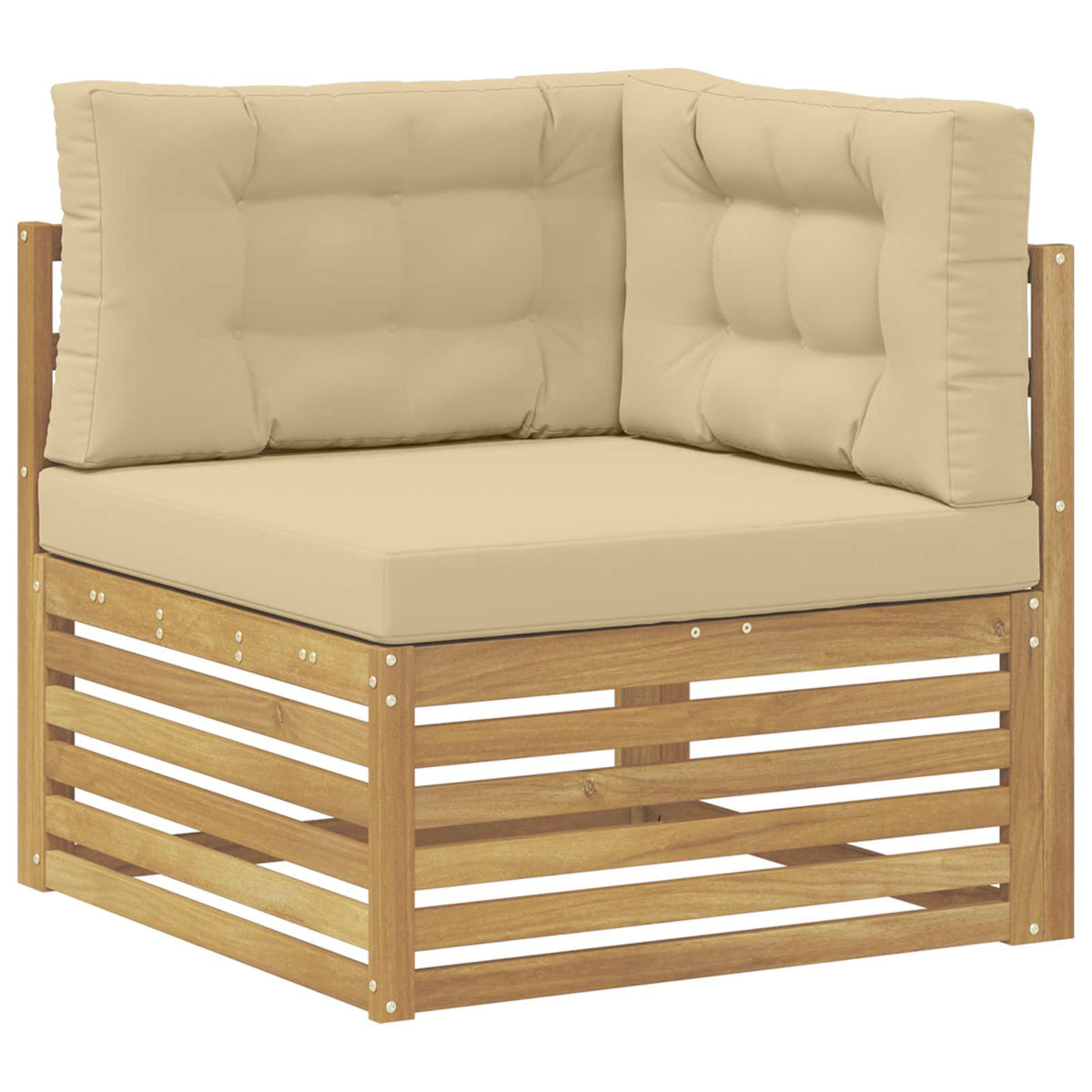 Set vanjskih sofa 10 kom. Bijela i bež Čvrsto drvo akacije