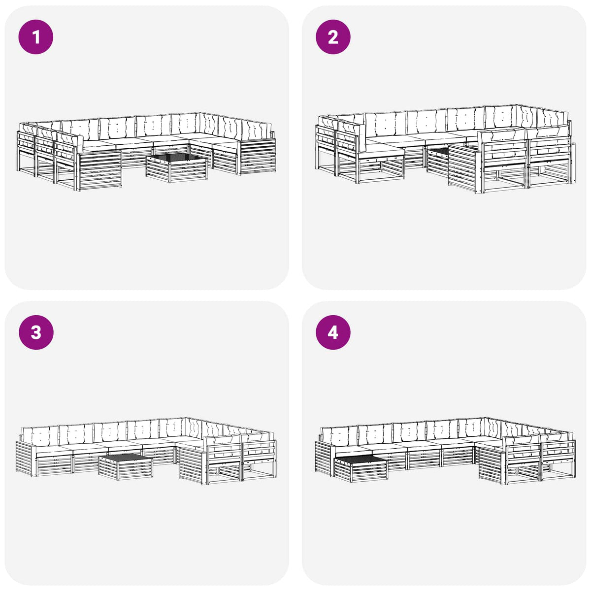 Set vanjskih sofa 10 kom. Bijela i bež Čvrsto drvo akacije