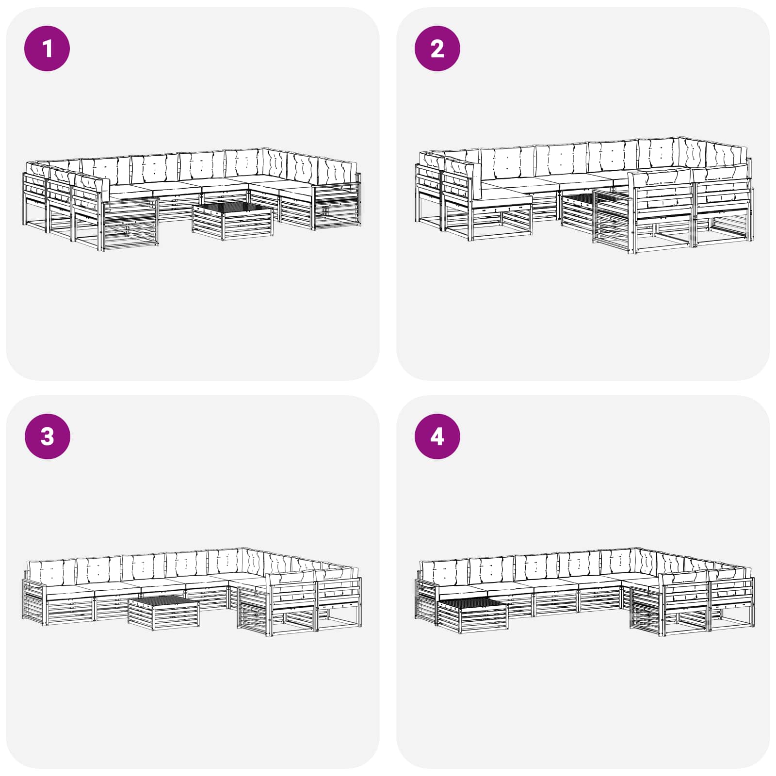 Set vanjskih sofa 10 pcs Bijela i antracit Čvrsto drvo akacije