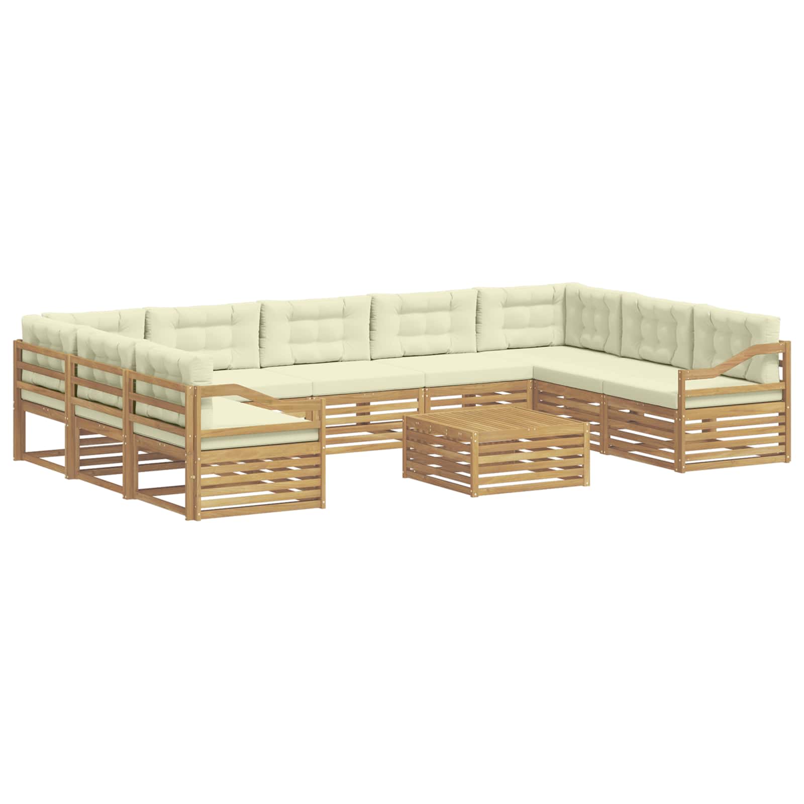 Set vanjskih sofa s jastukom 10 pcs Bijela i krem Poliester