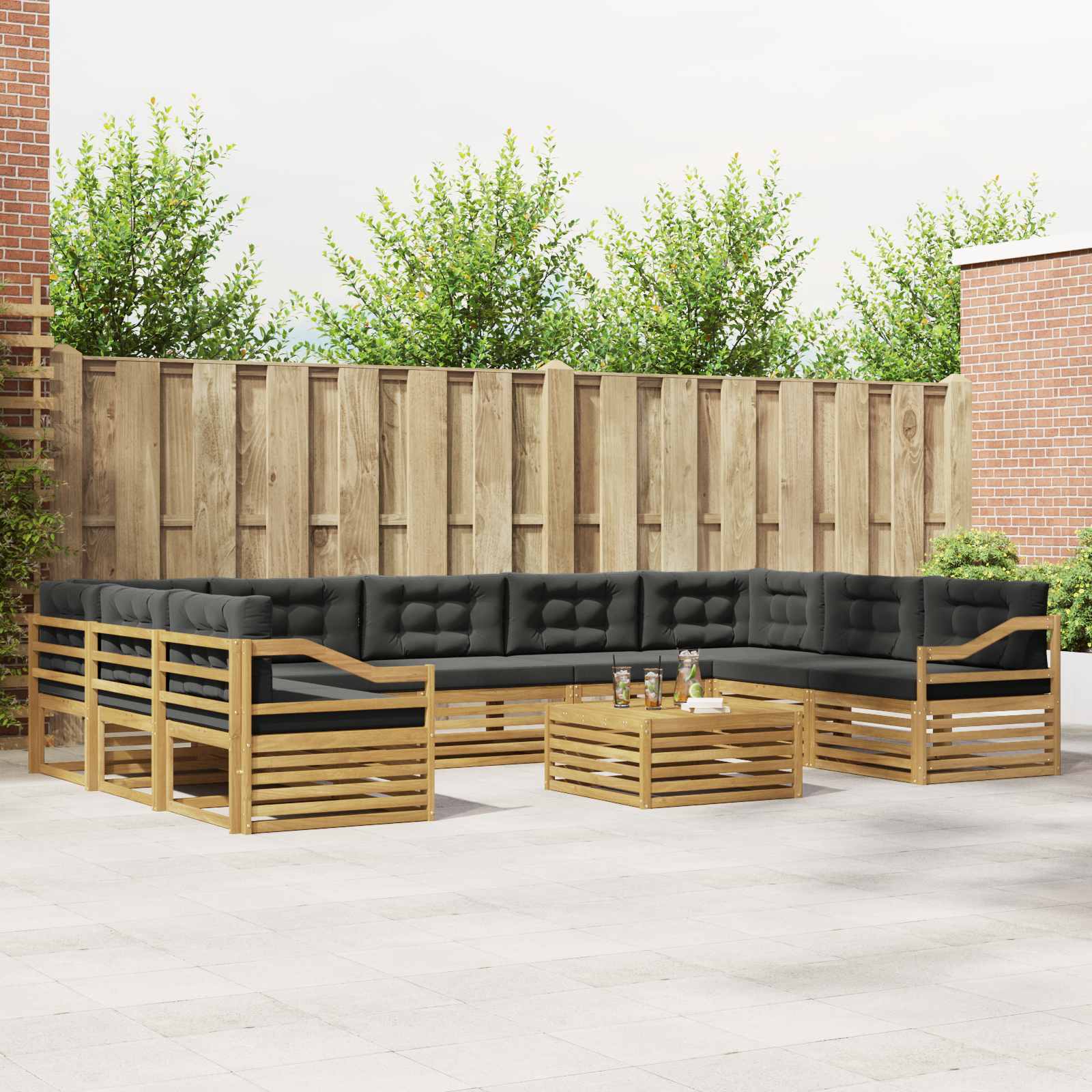 Set vanjskih sofa s jastukom 10 pcs Bijela i antracit Poliester