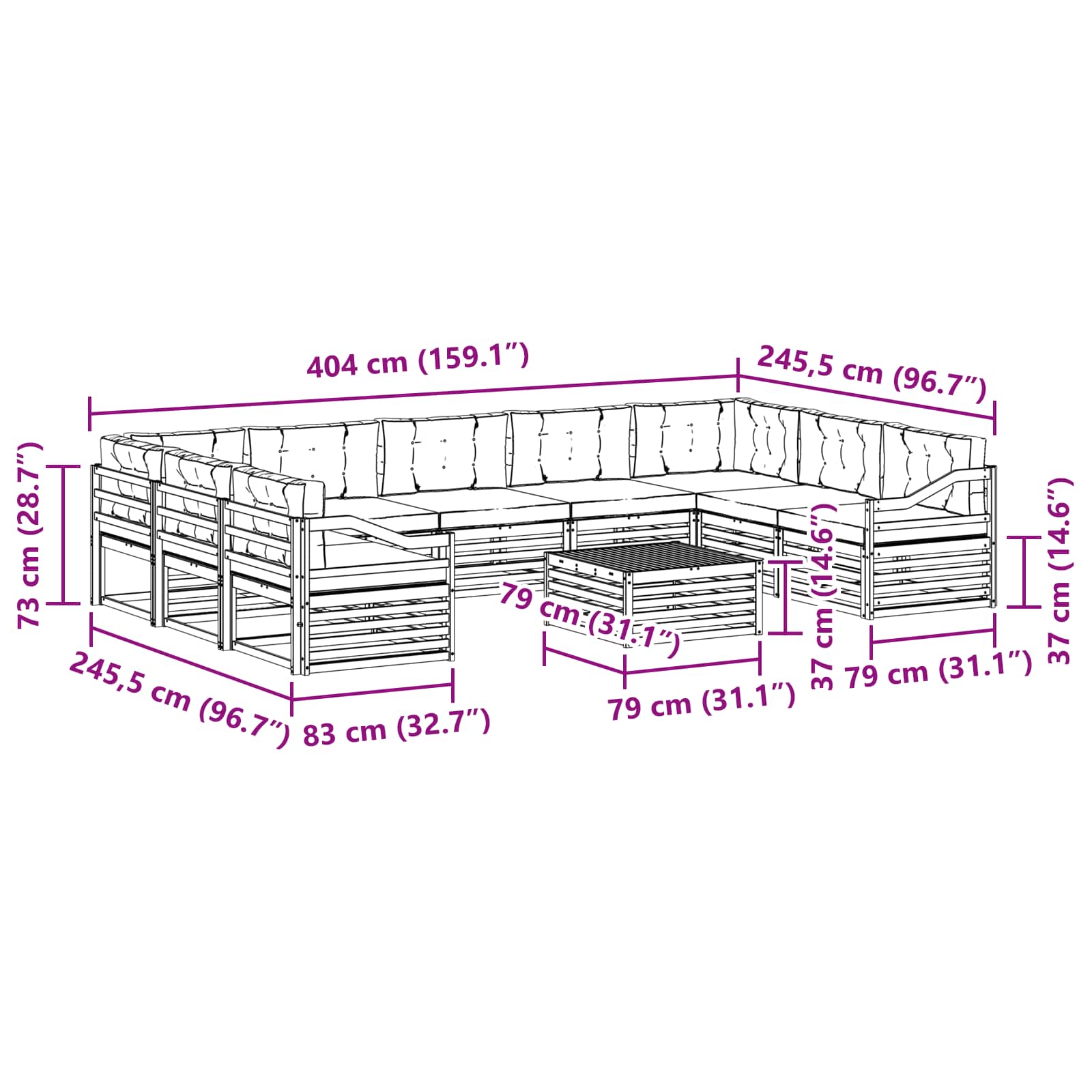 Set vanjskih sofa s jastukom 10 pcs Bijela i antracit Poliester