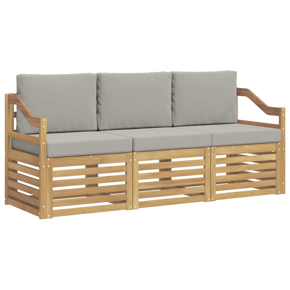 Set vanjskih sofa 3 kom. Bijela i svjetlosiva Poliester