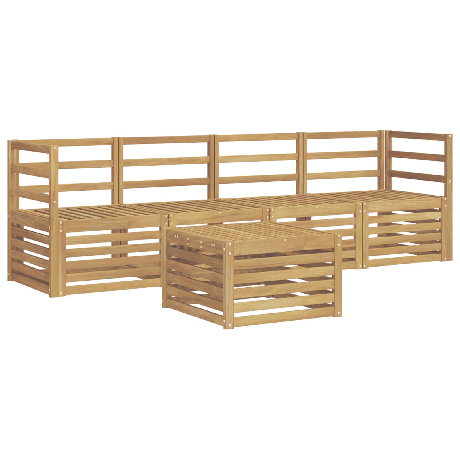 Set vanjskih sofa 5 pcs Bijela Čvrsto drvo akacije