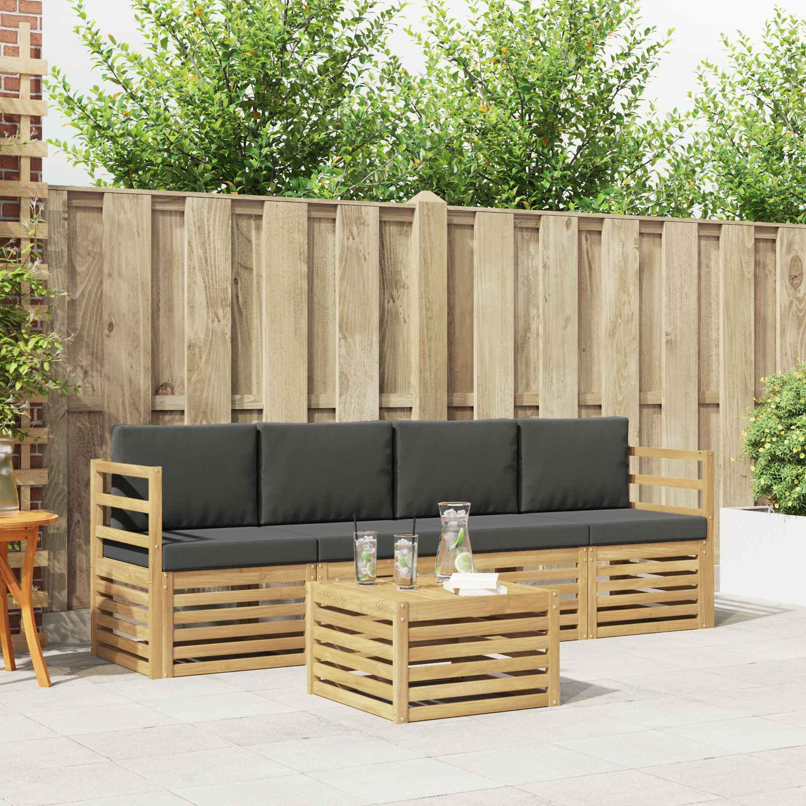 Set vanjskih sofa s jastukom 5 pcs Bijela i antracit Poliester