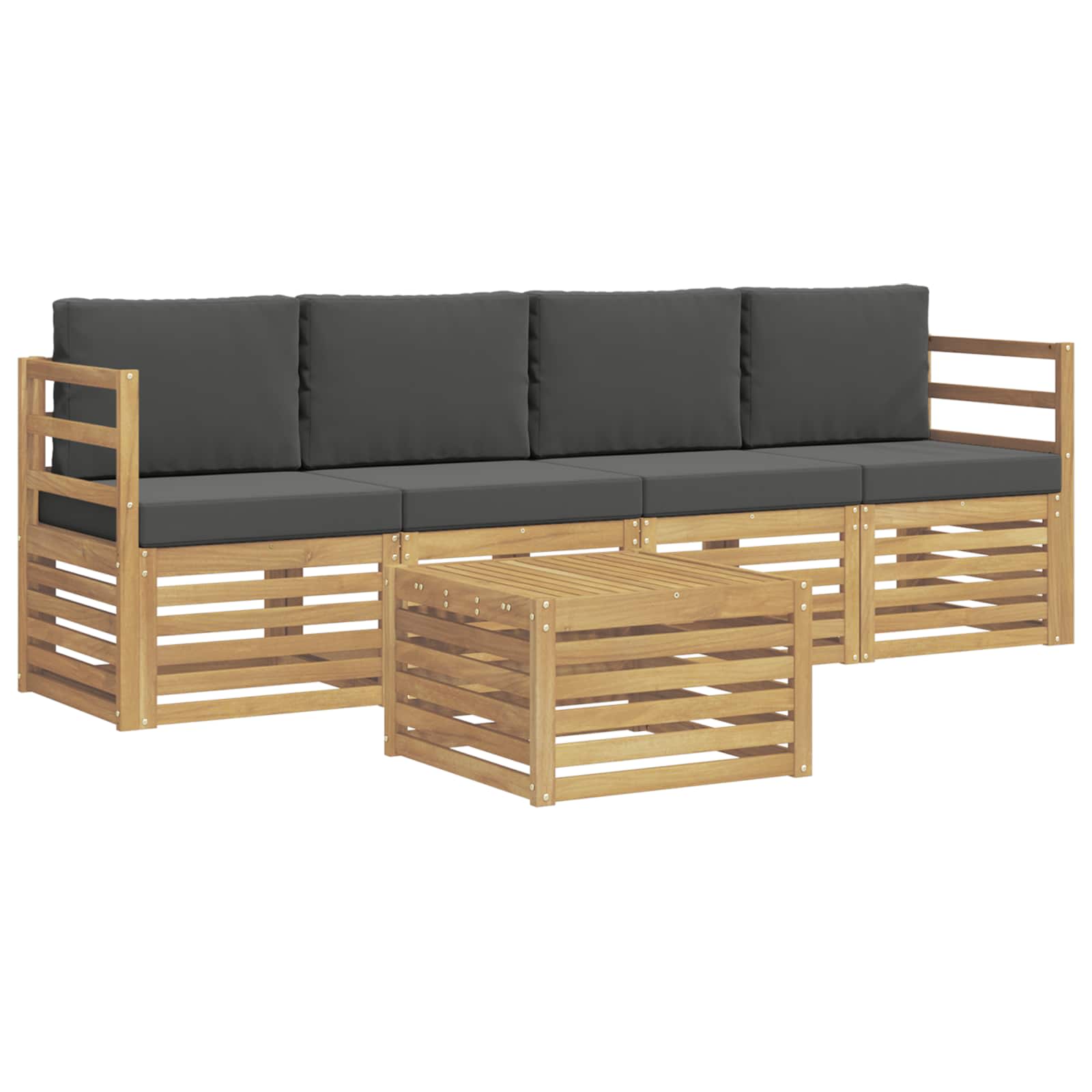 Set vanjskih sofa s jastukom 5 pcs Bijela i antracit Poliester