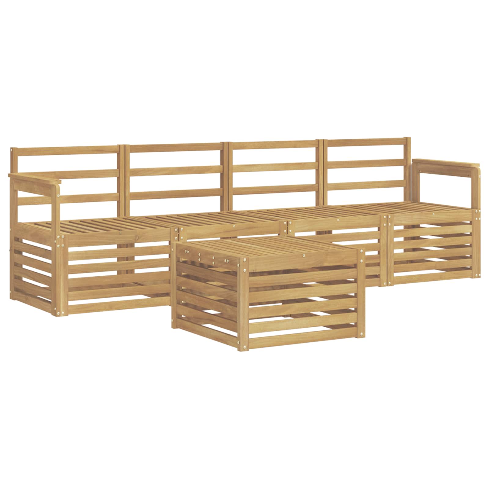 Set vanjskih sofa 5 pcs Bijela Čvrsto drvo akacije
