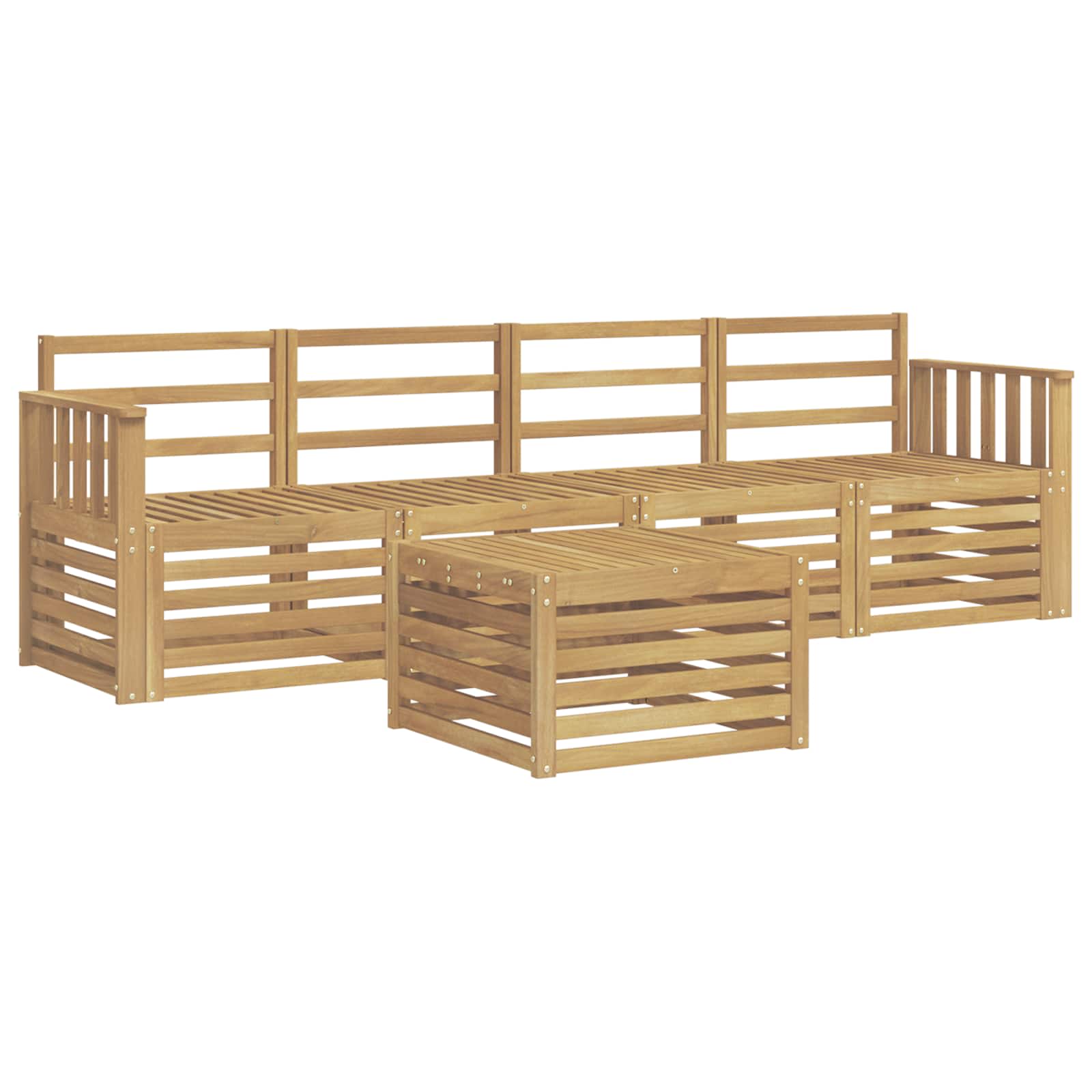 Set vanjskih sofa 5 pcs Bijela Čvrsto drvo akacije