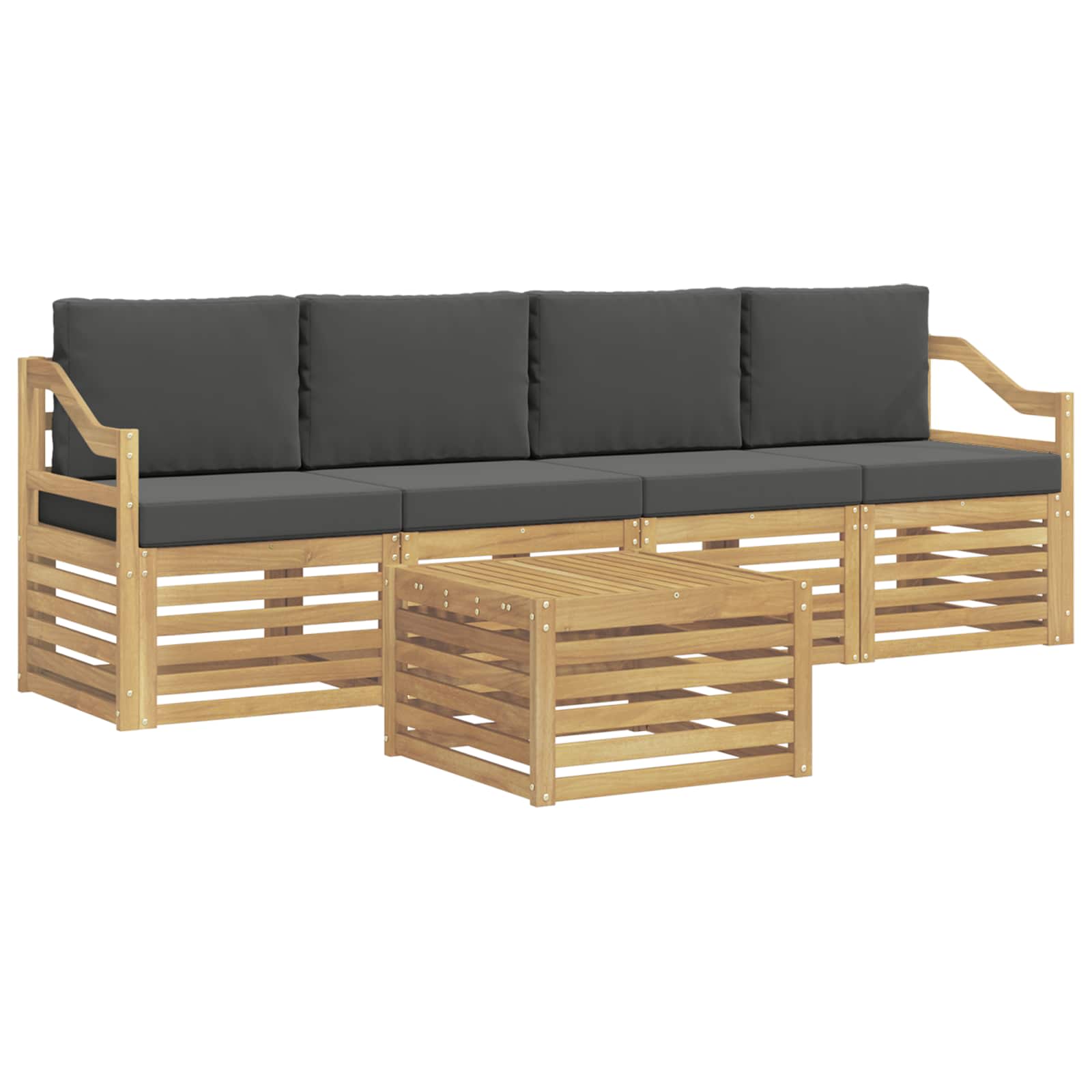 Set vanjskih sofa s jastukom 5 pcs Bijela i antracit Poliester