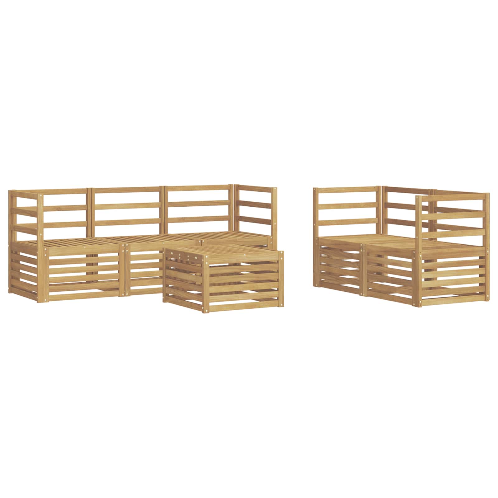 Set vanjskih sofa 6 kom. Bijela Čvrsto drvo akacije
