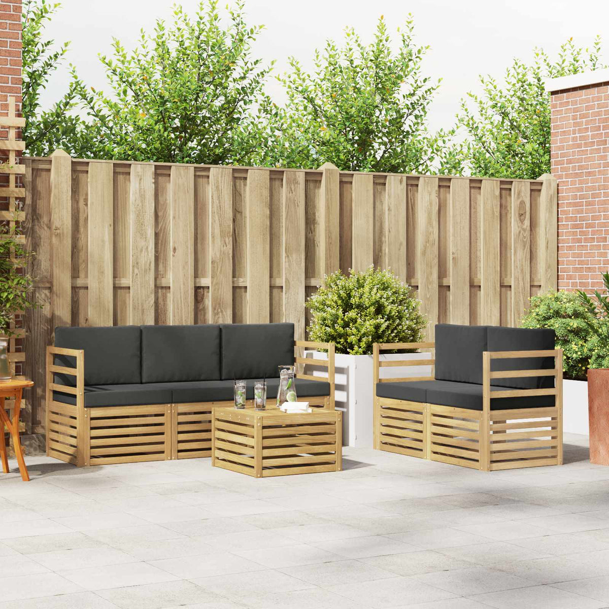 Set vanjskih sofa 6 kom. Bijela i antracit Poliester