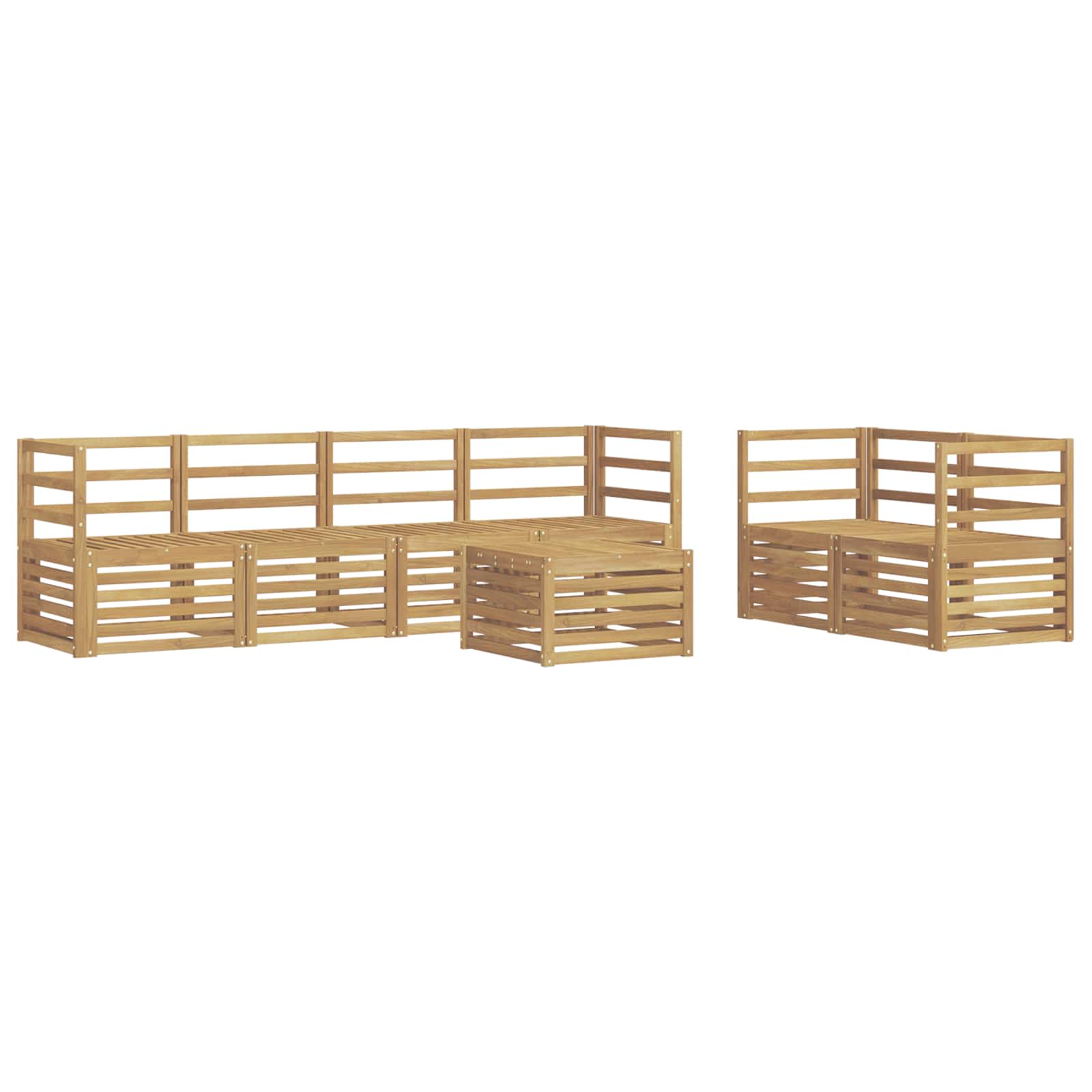 Set vanjskih sofa 7 pcs Bijela Čvrsto drvo akacije