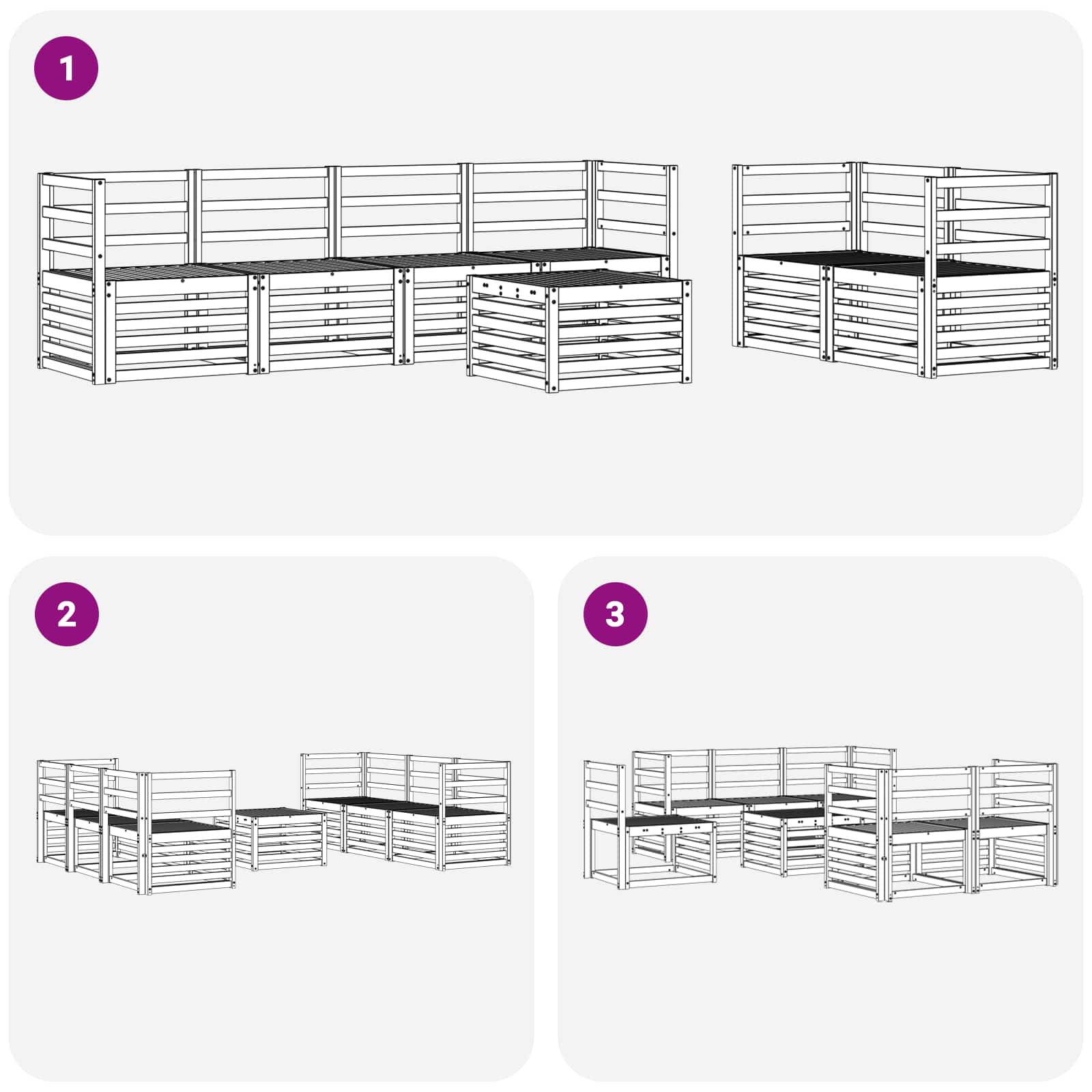 Set vanjskih sofa 7 pcs Bijela Čvrsto drvo akacije