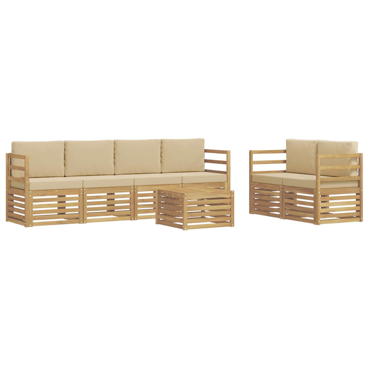 Set vanjskih sofa s jastukom 7 pcs Bijela i bež Poliester