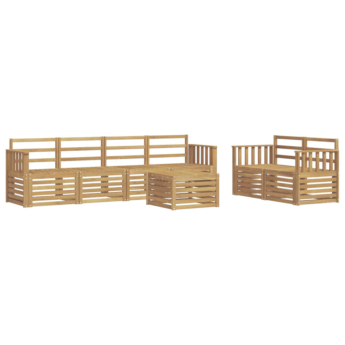 Set vanjskih sofa 7 kom. Bijela Čvrsto drvo akacije