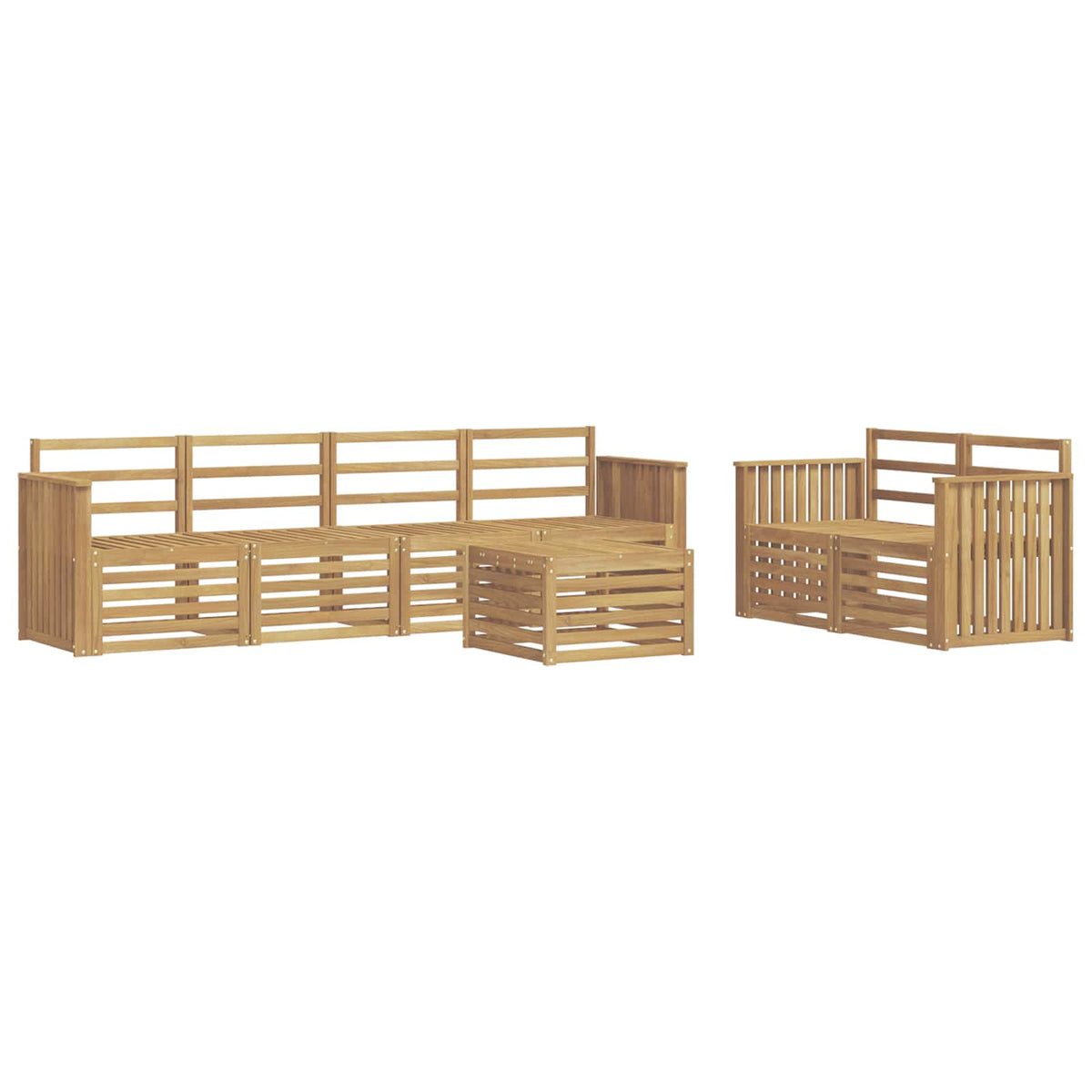 Set vanjskih sofa 7 kom. Bijela Čvrsto drvo akacije