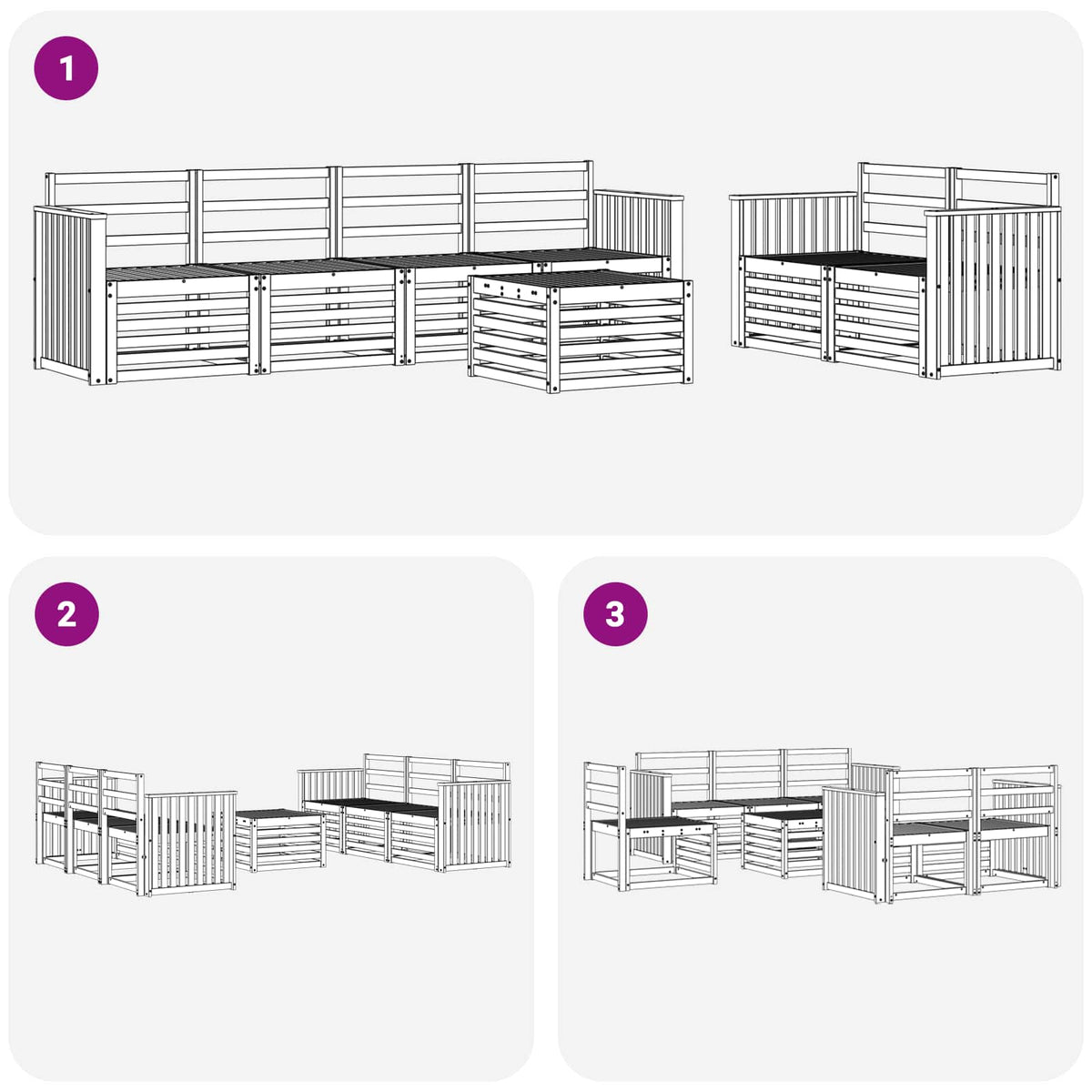 Set vanjskih sofa 7 kom. Bijela Čvrsto drvo akacije