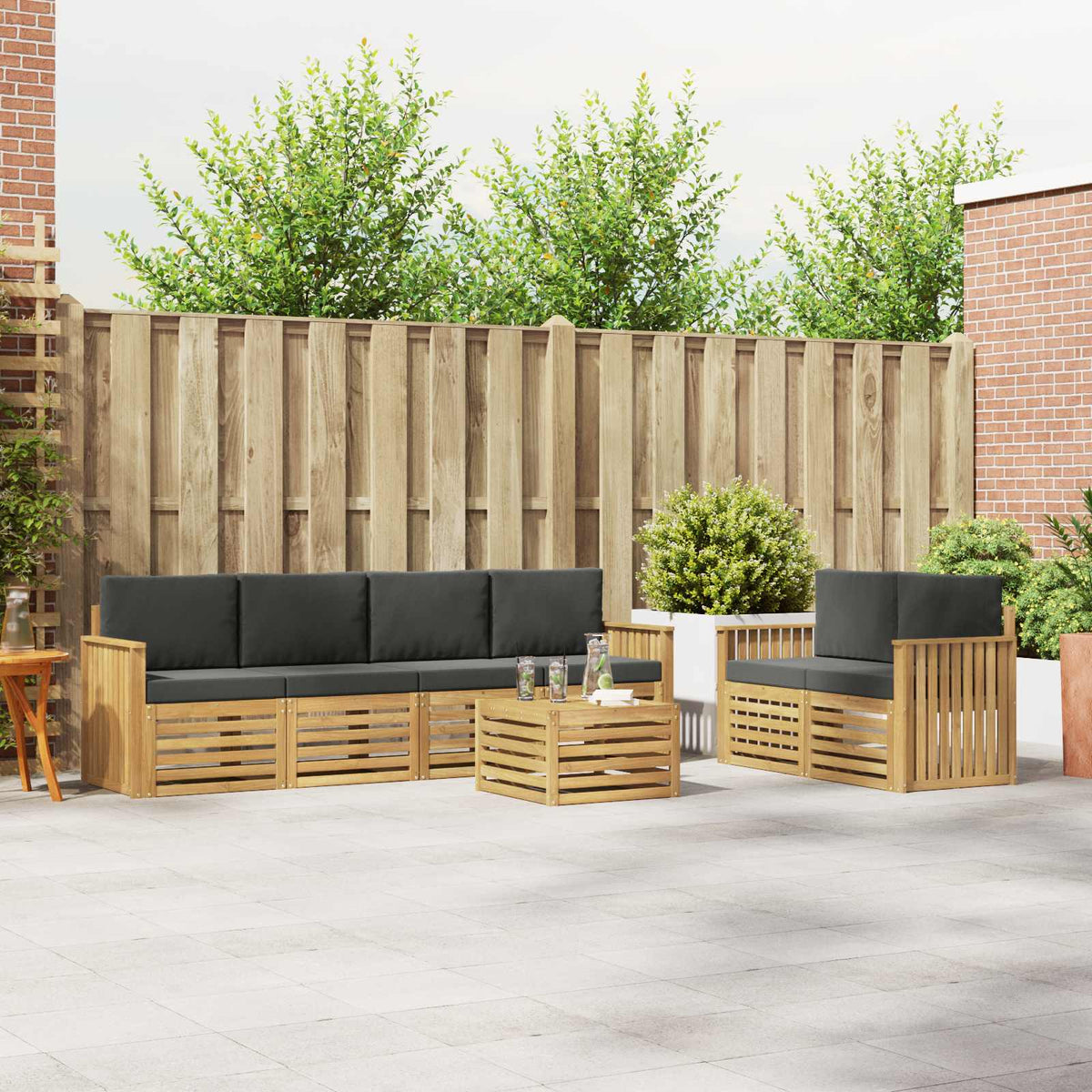 Set vanjskih sofa 7 kom. Bijela i antracit Poliester 59 x 59 x 37 cm