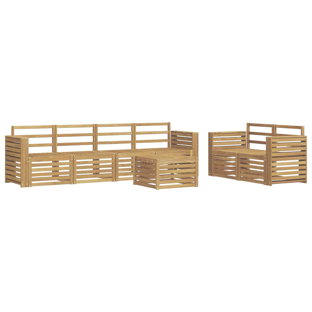 Set vanjskih sofa 7 kom. Bijela Čvrsto drvo akacije