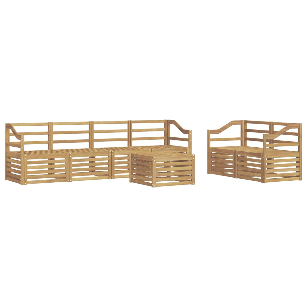 Set vanjskih sofa 7 kom. Bijela Čvrsto drvo akacije
