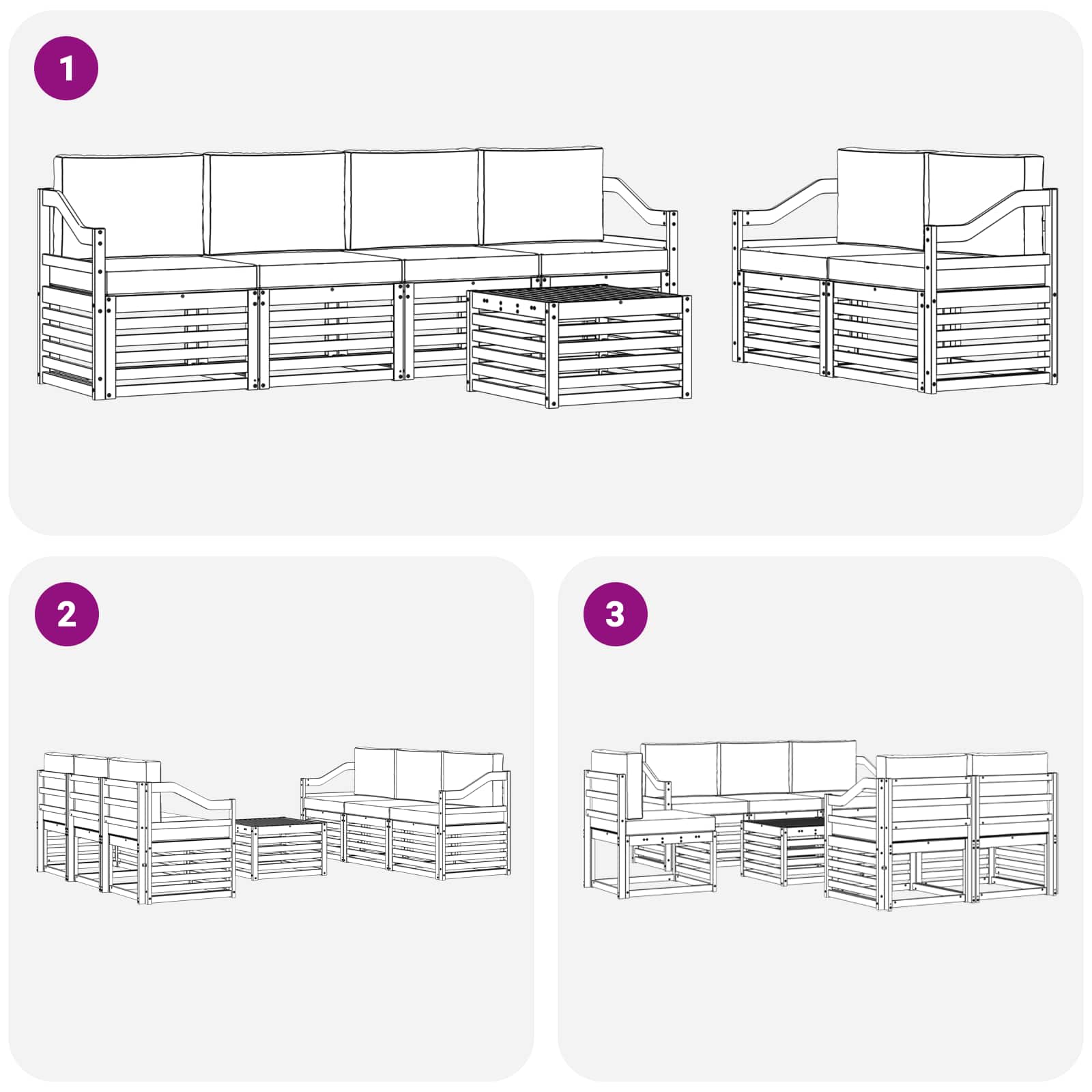 Set vanjskih sofa 7 pcs Bijela i svjetlosiva Poliester