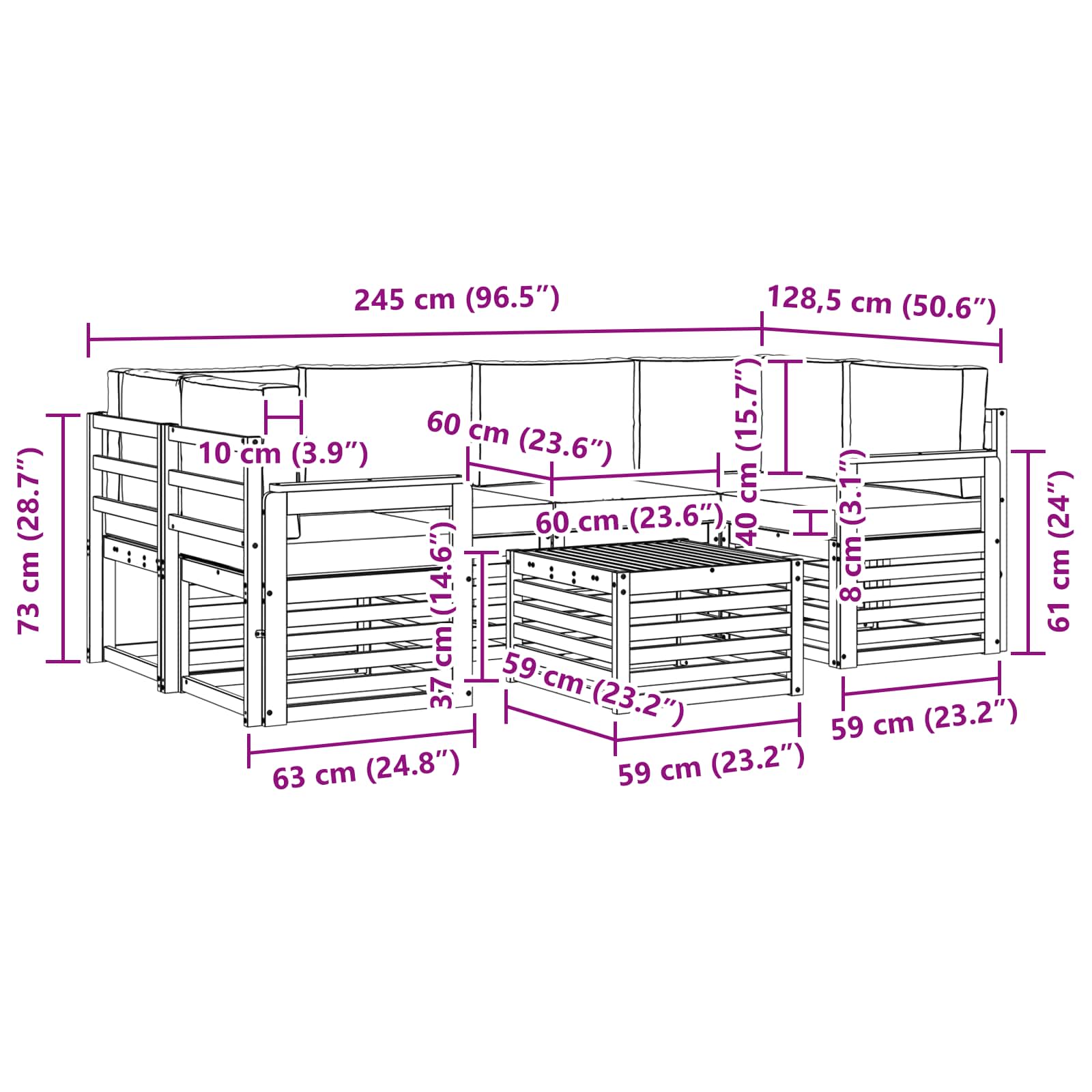Set vanjskih sofa 7 pcs Bijela i svjetlosiva Poliester