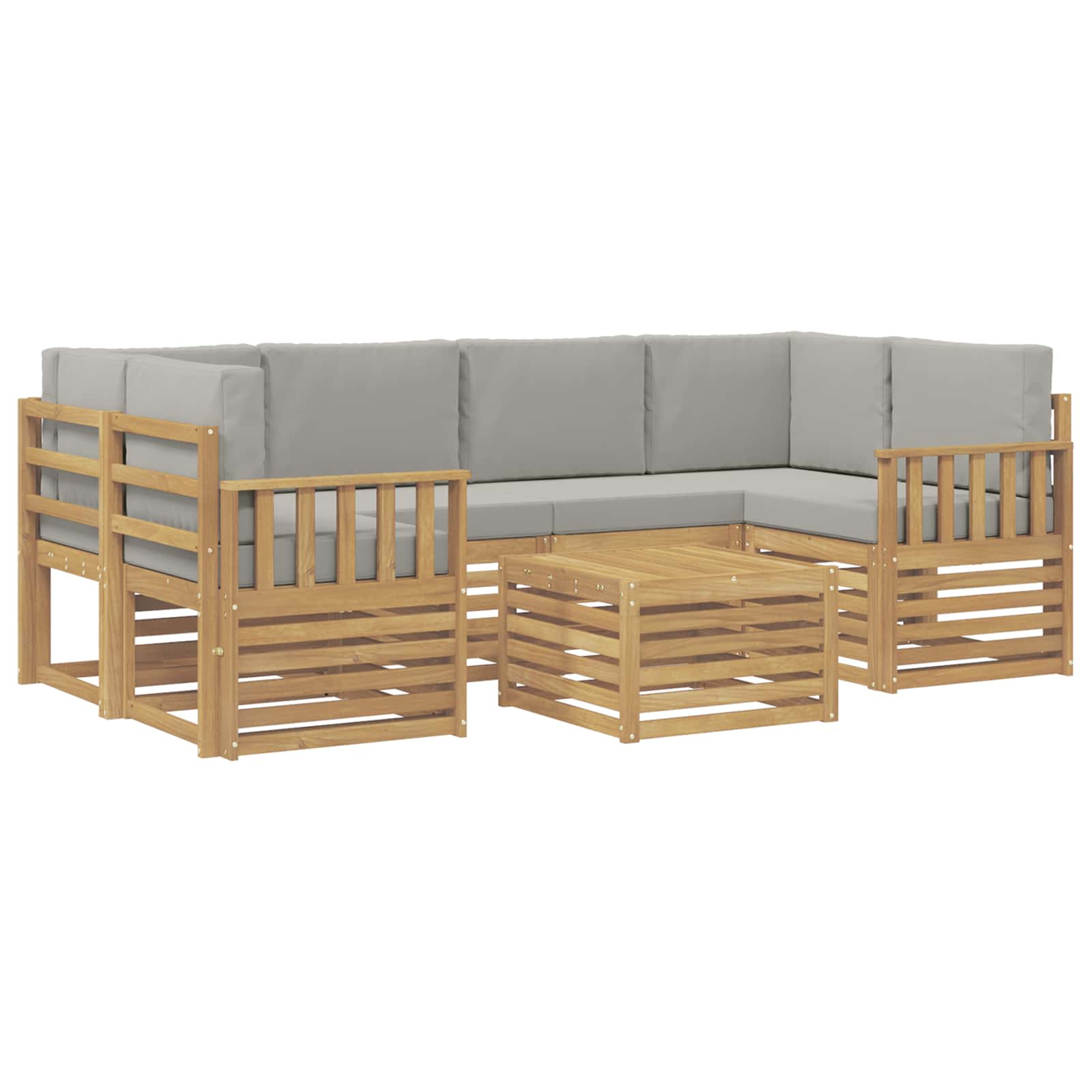 Set vanjskih sofa 7 pcs Bijela i svjetlosiva Poliester