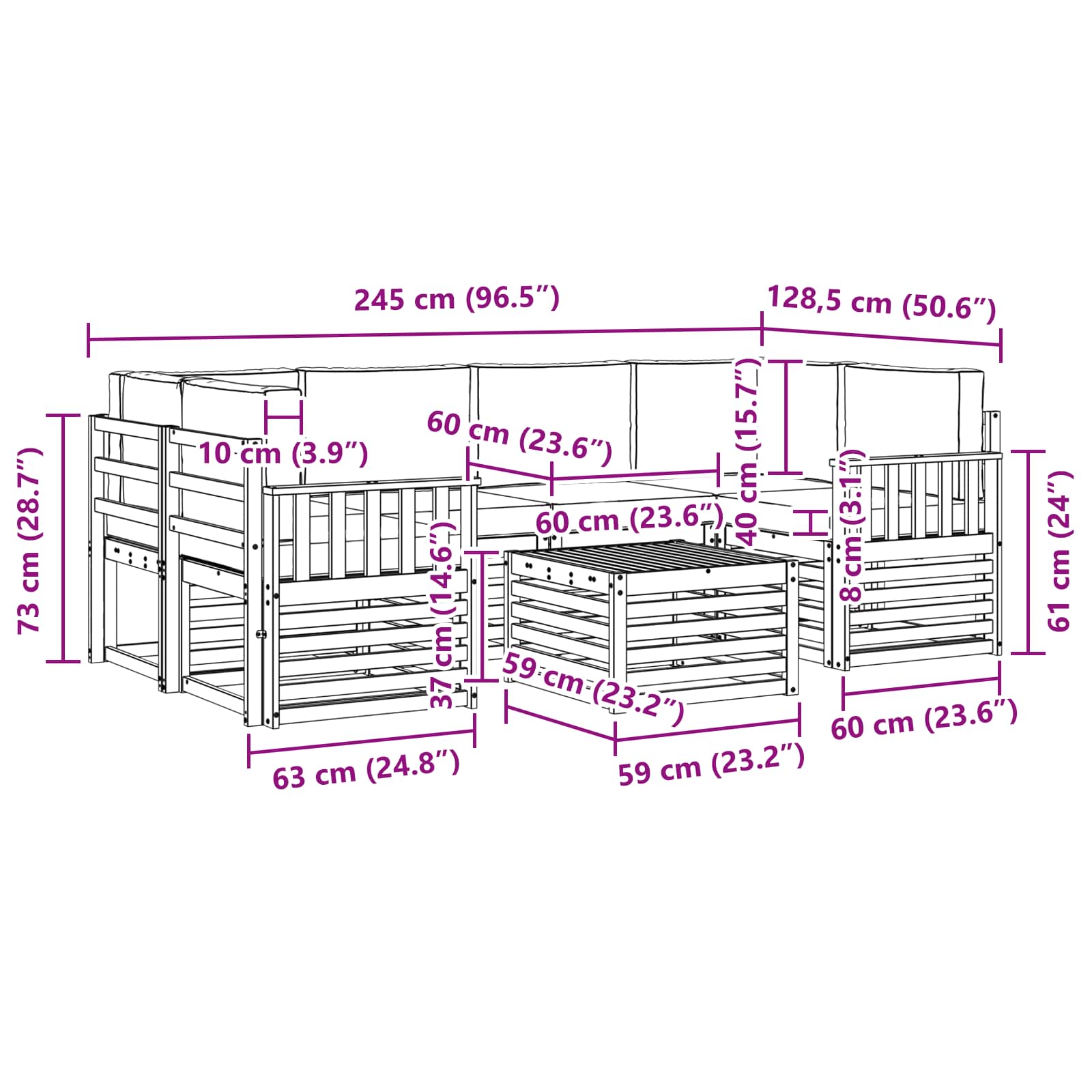Set vanjskih sofa 7 pcs Bijela i svjetlosiva Poliester
