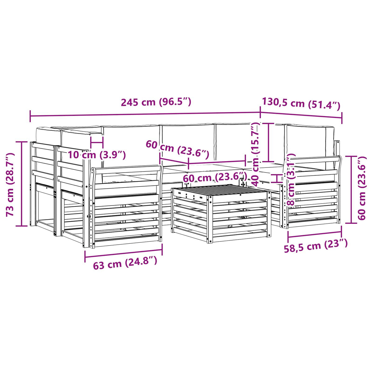 Set vanjskih sofa 7 kom. Bijela i krem Poliester