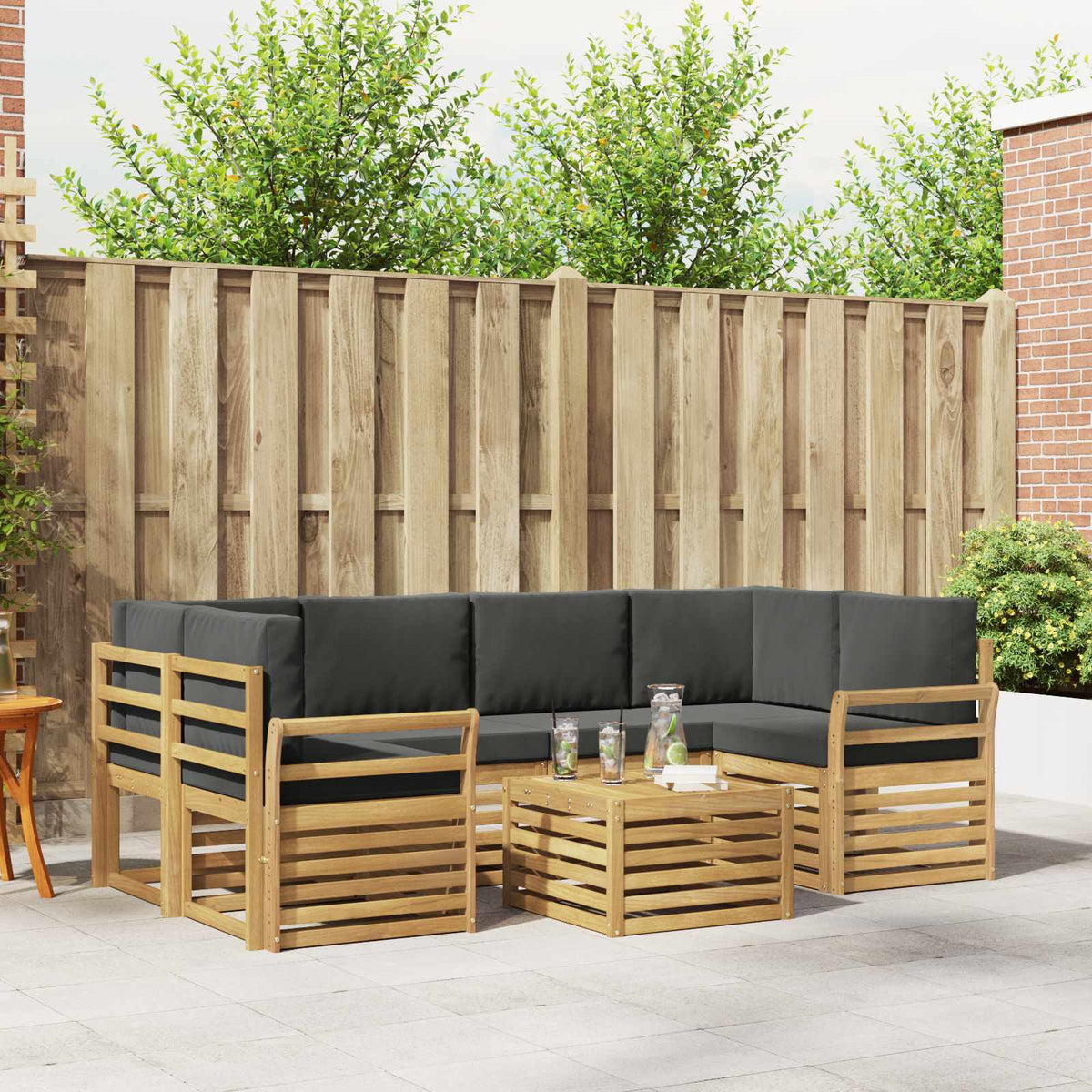 Set vanjskih sofa 7 kom. Bijela i antracit Poliester