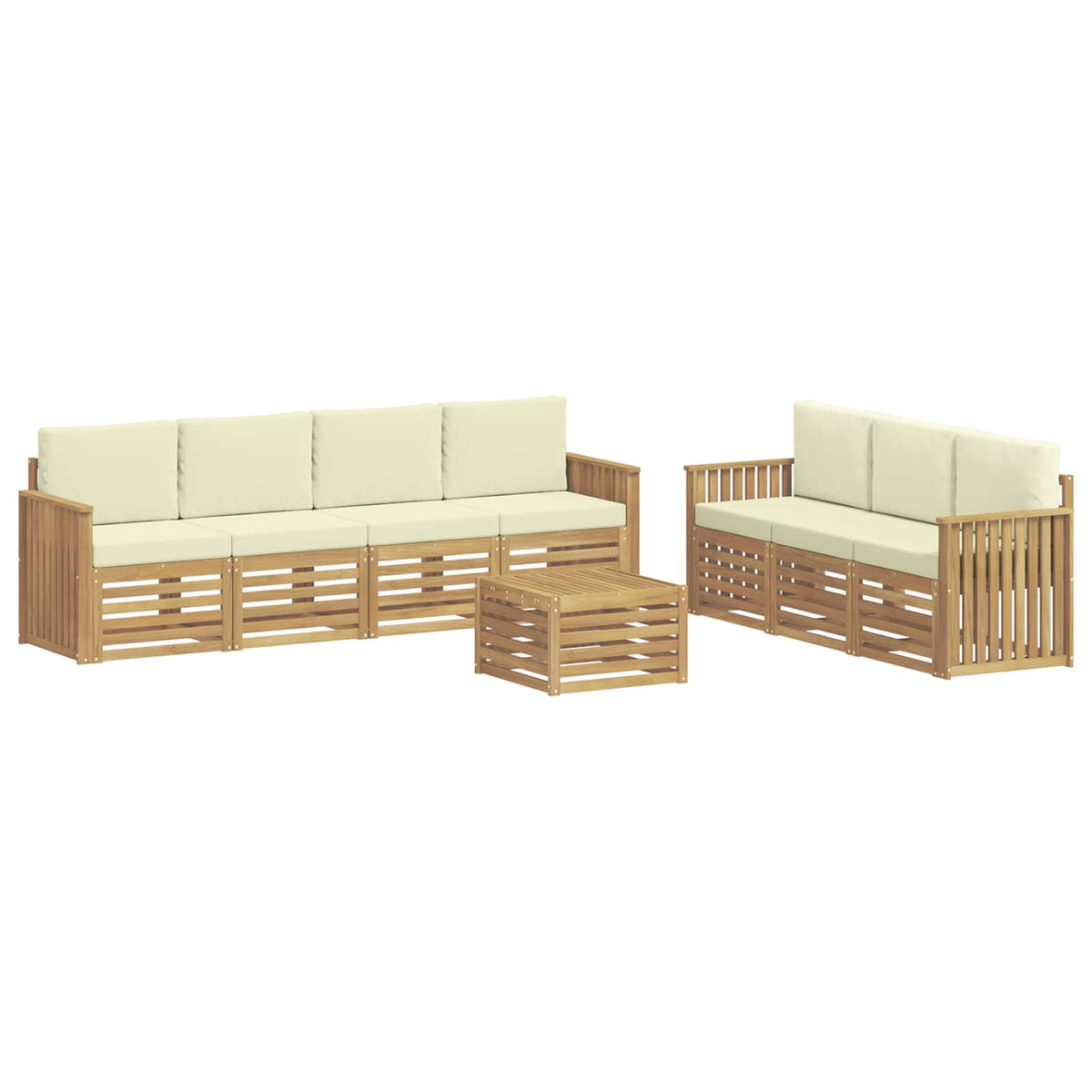 Setovi sofa 8 kom. Bijela i krem Poliester