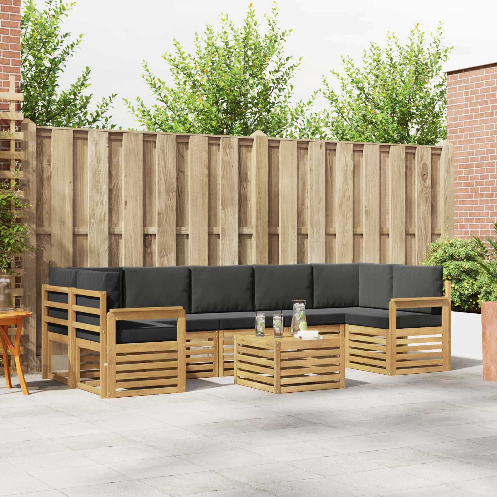 Set vanjskih sofa s jastukom 8 pcs Bijela i antracit Poliester