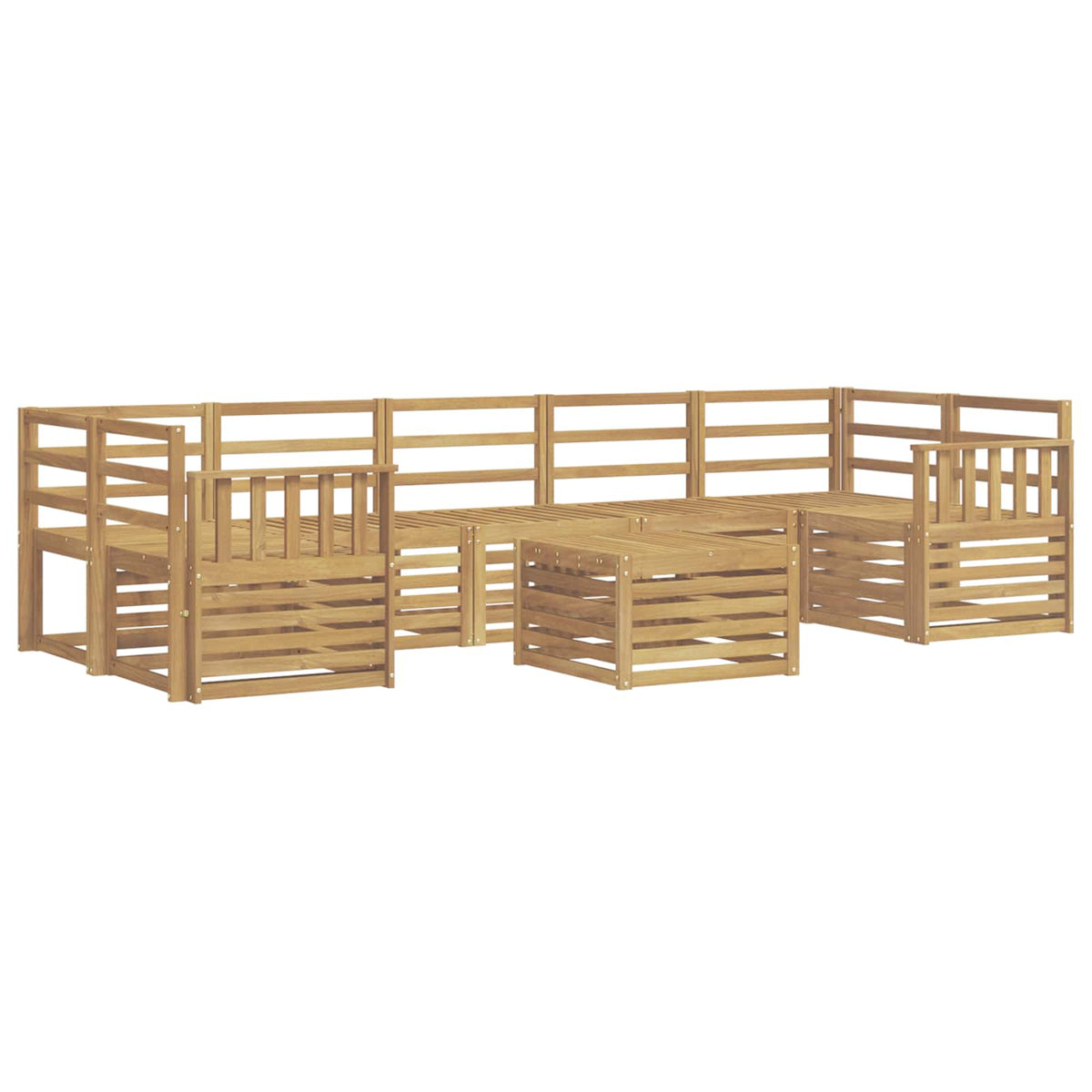 Set vanjskih sofa 8 kom. Bijela Čvrsto drvo akacije