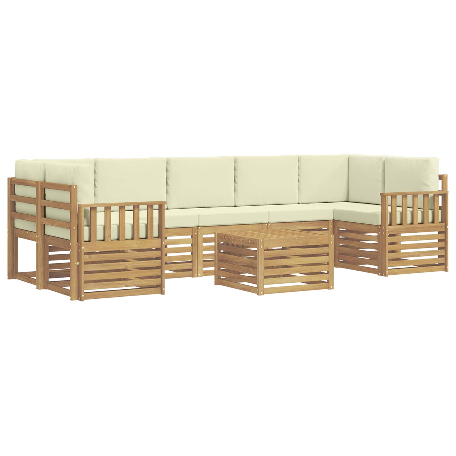 Set vanjskih sofa s jastukom 8 pcs Bijela i krem Poliester
