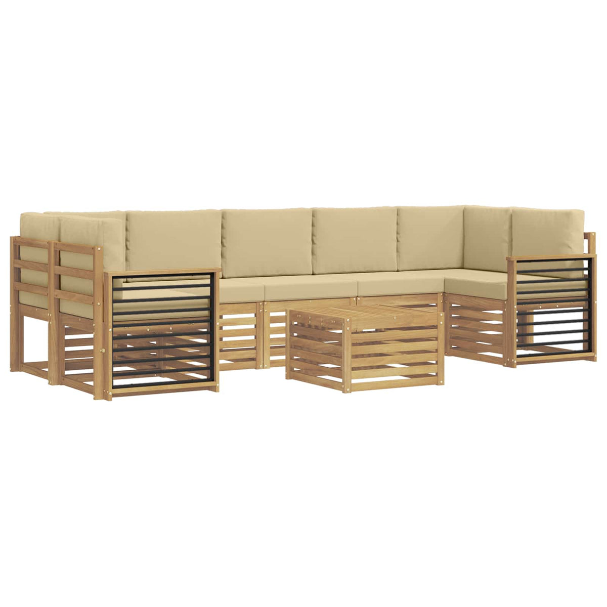 Setovi sofa Čvrsto drvo akacije Bež 59 x 59 x 37 cm