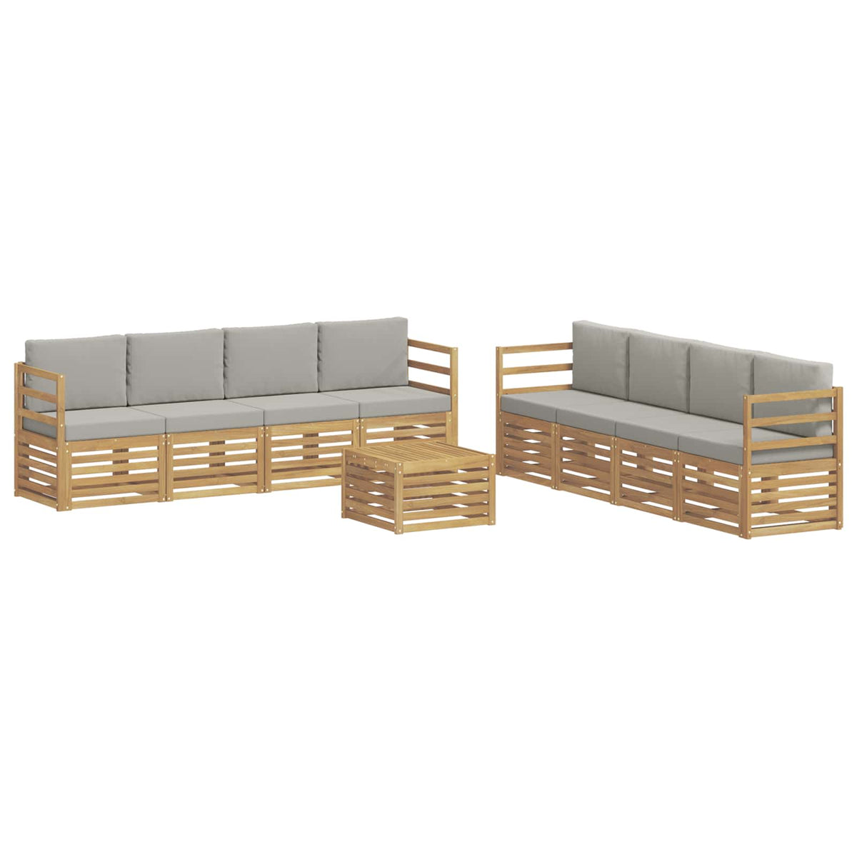 Set vanjskih sofa 9 kom. Bijela i svjetlosiva Poliester