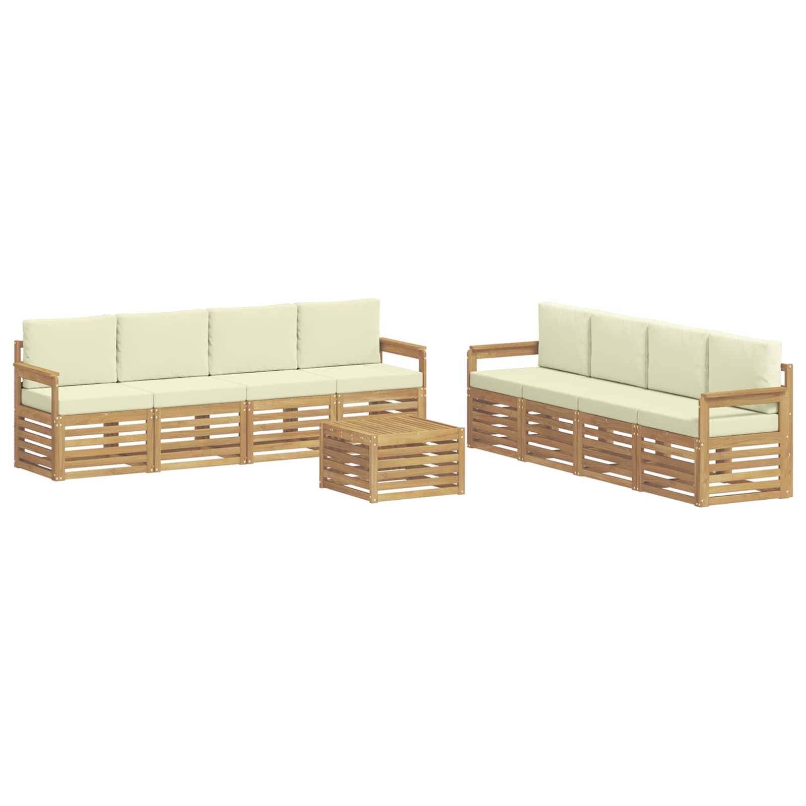 Set vanjskih sofa 9 pcs Bijela i krem 59 x 59 x 37 cm Poliester
