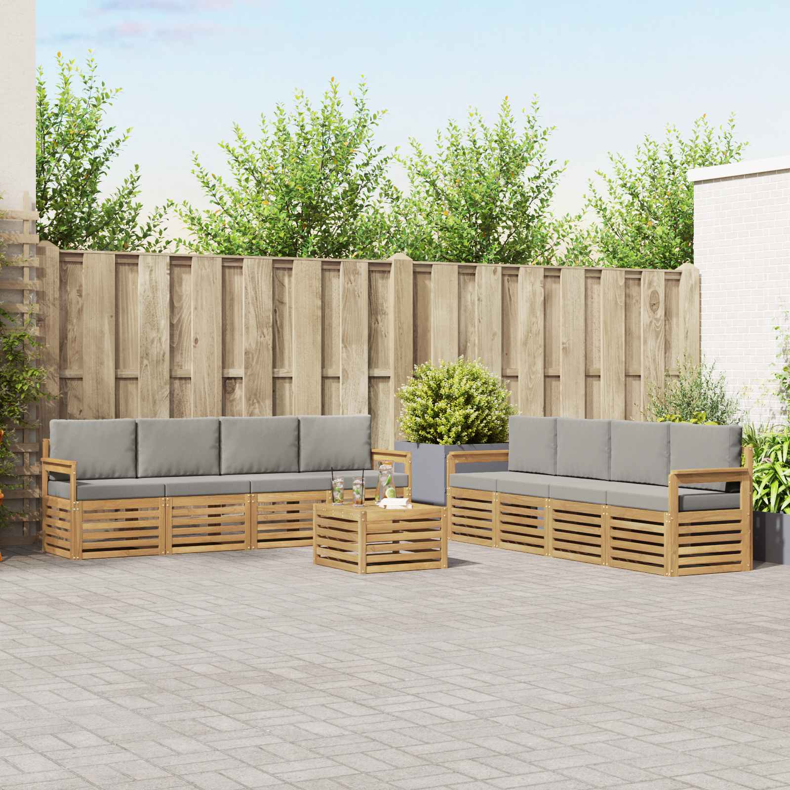 Set vanjskih sofa 9 pcs Bijela i svjetlosiva 59 x 59 x 37 cm