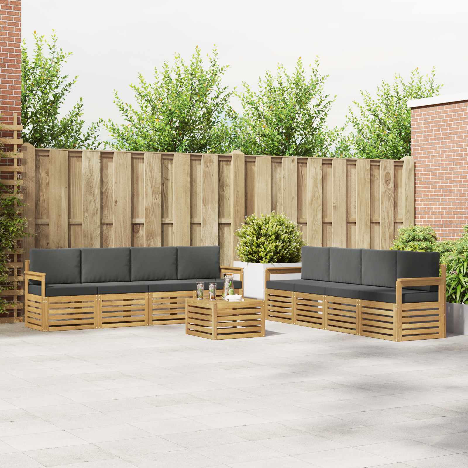 Set vanjskih sofa 9 pcs Bijela i antracit 59 x 59 x 37 cm
