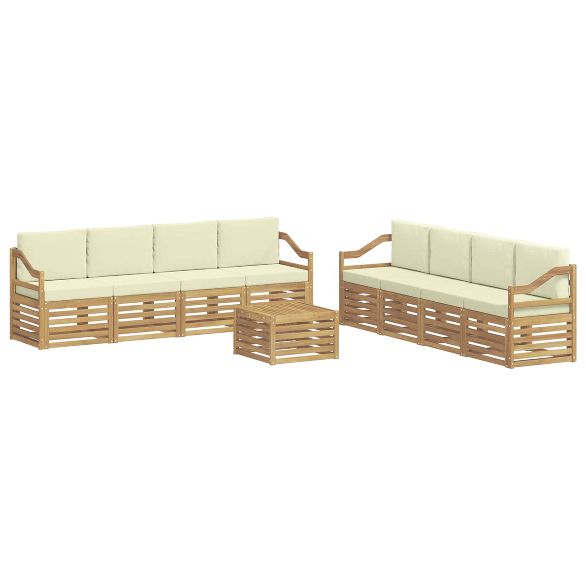 Set vanjskih sofa 9 kom. Bijela i krem Poliester 59 x 59 x 37 cm