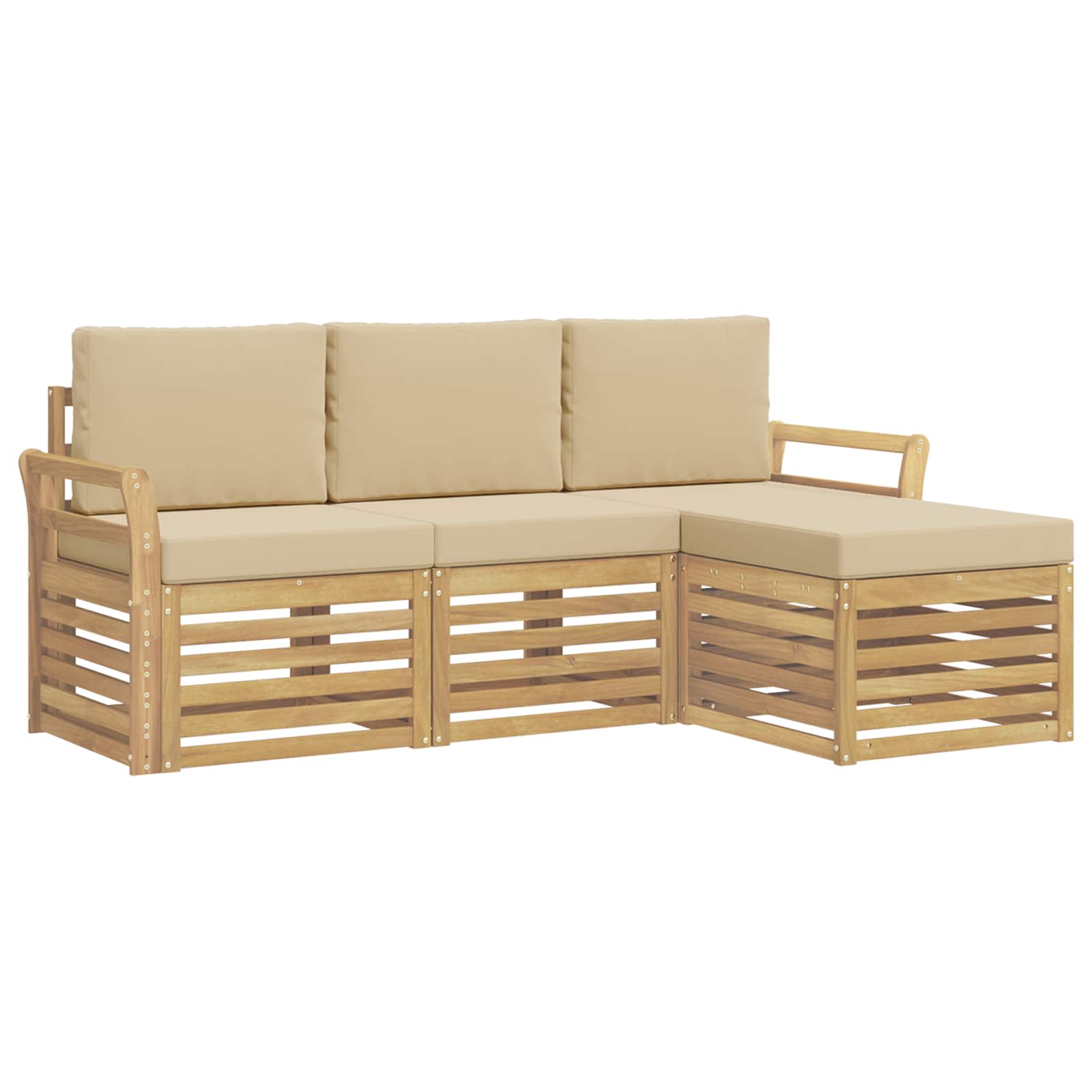 Set vanjskih sofa 4 pcs Bijela i bež 193,5 x 122,5 x 73 cm
