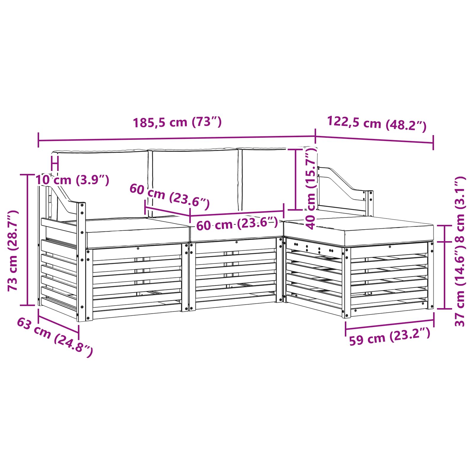 Set vanjskih sofa 4 pcs Bijela i svjetlosiva