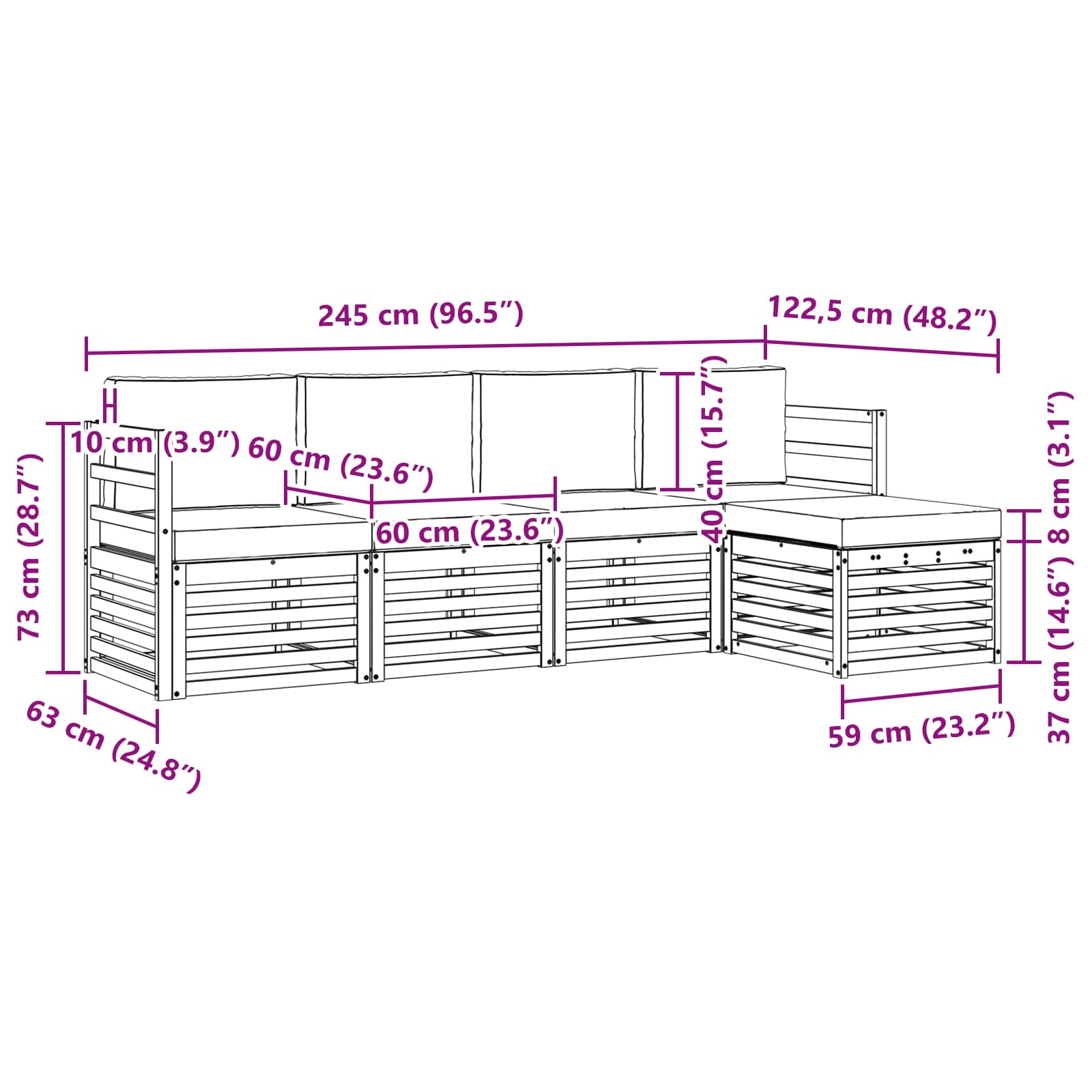 Set vanjskih sofa s jastukom 5 pcs Bijela i bež Poliester