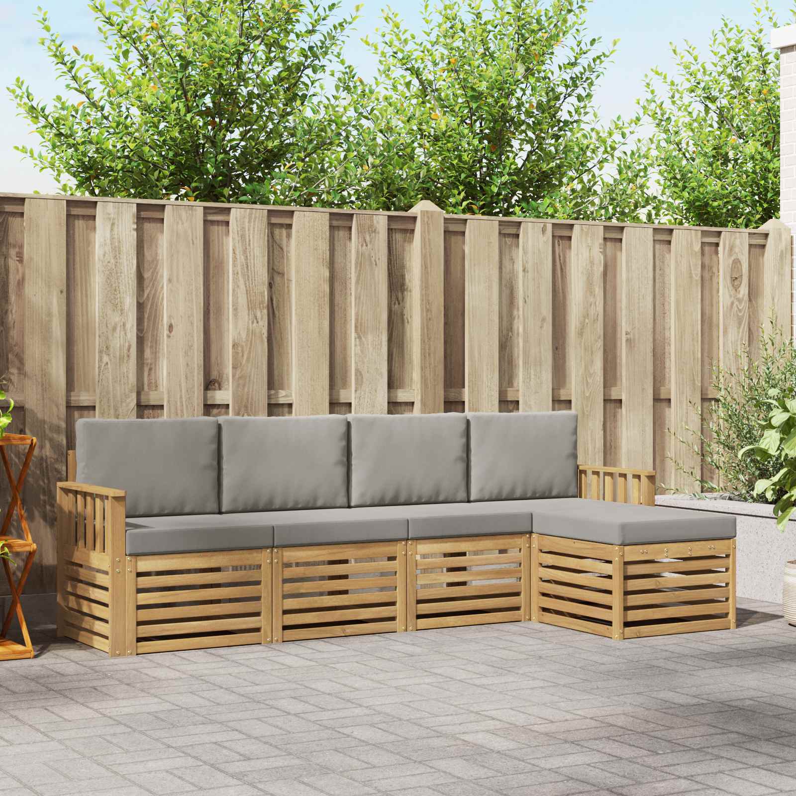 Set vanjskih sofa 5 pcs Bijela i svjetlosiva