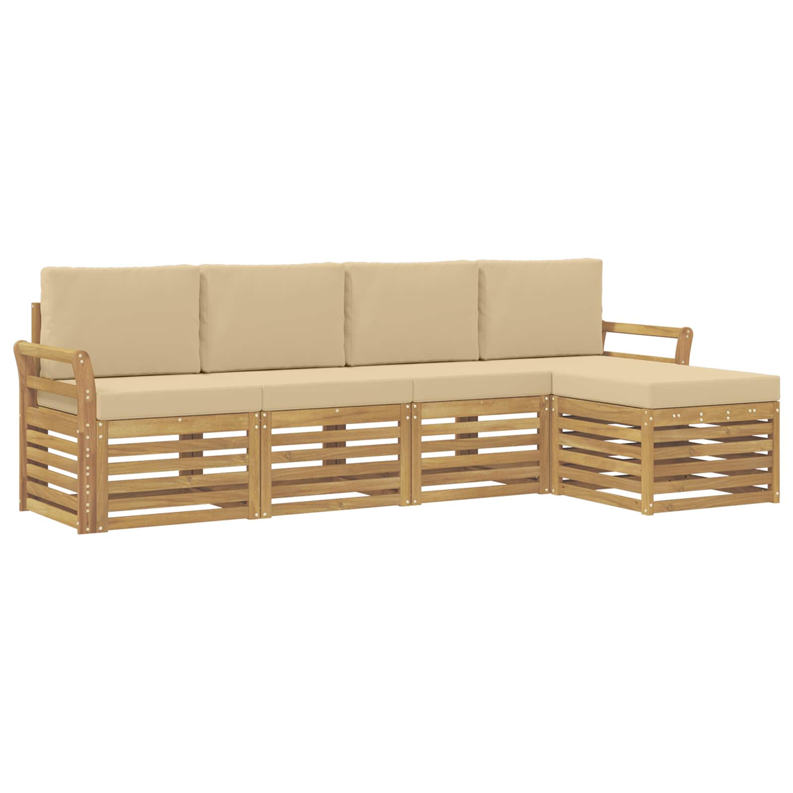 Set vanjskih sofa 5 pcs Bijela i bež 253 x 122,5 x 73 cm