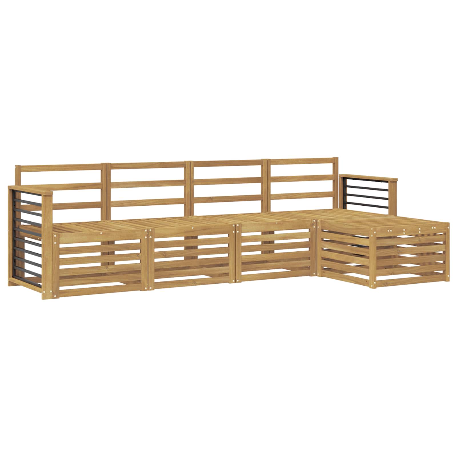 Set vanjskih sofa 5 pcs Bijela Čvrsto drvo akacije